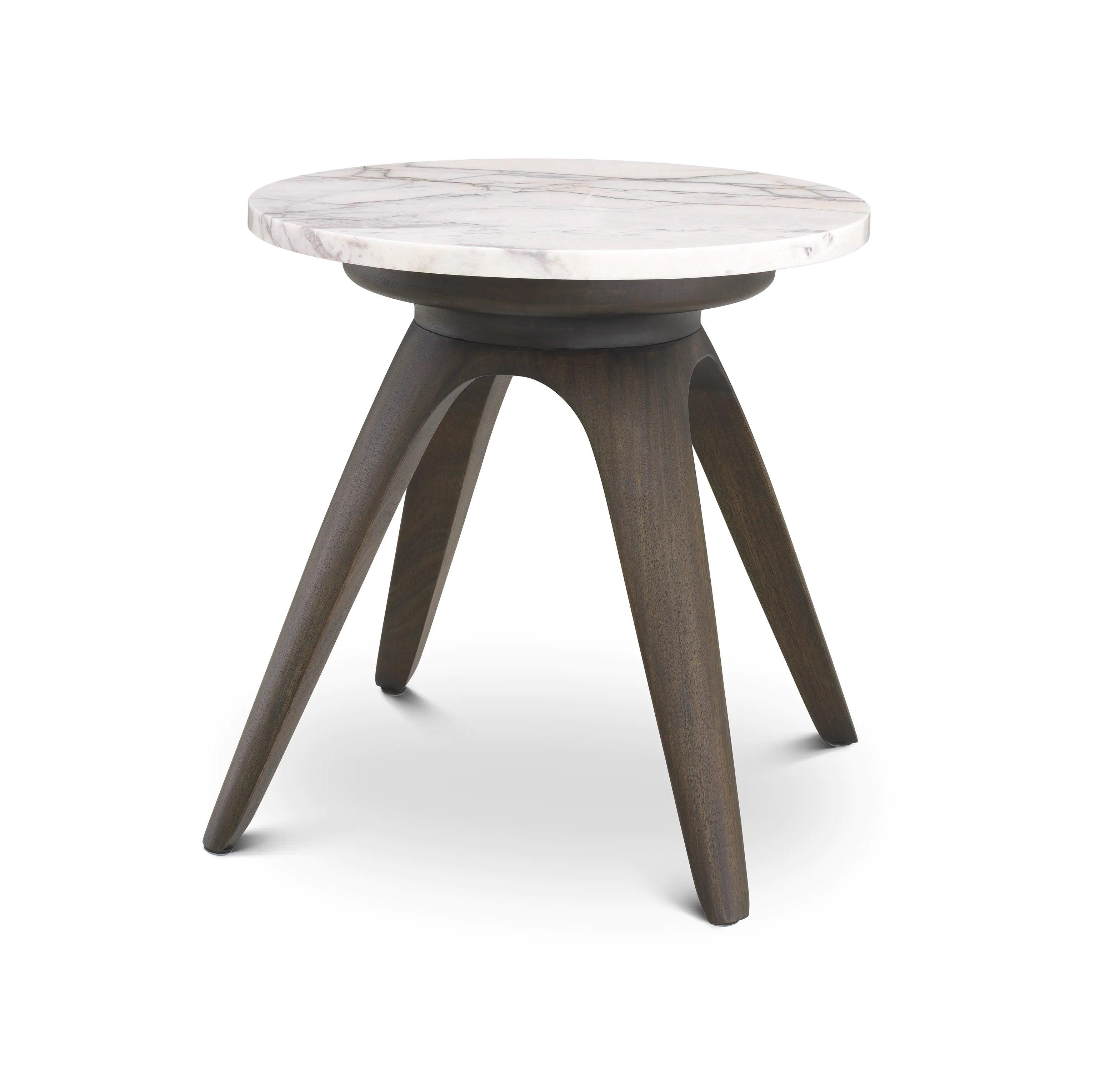 Stolik boczny okrągły BORRE biały marmur Eichholtz Eye on Design