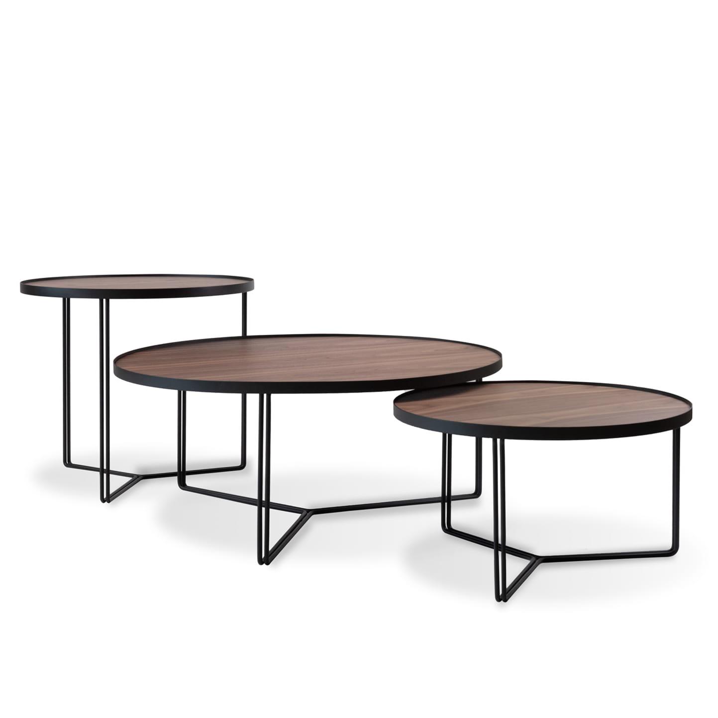 Stolik kawowy BIBIA III fornir z czarną podstawą Nobonobo Eye on Design