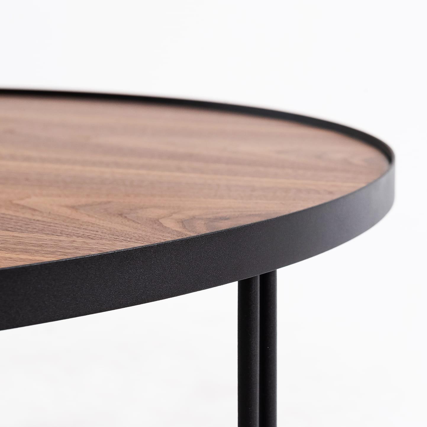 Stolik kawowy BIBIA III fornir z czarną podstawą Nobonobo Eye on Design