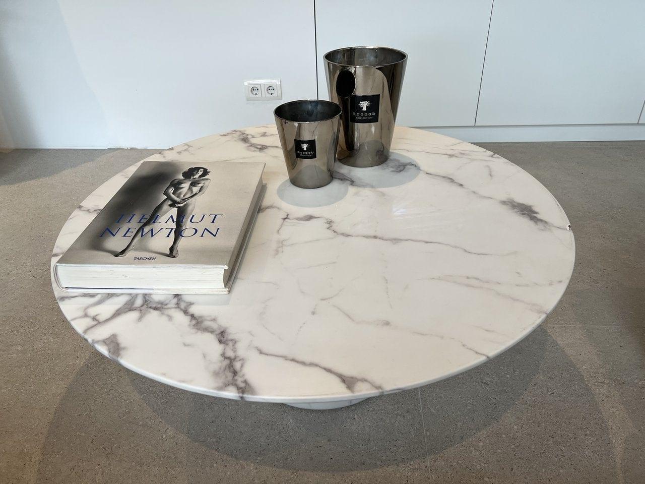 Stolik kawowy DISC MARBLE LOOK biały Pols Potten Eye on Design