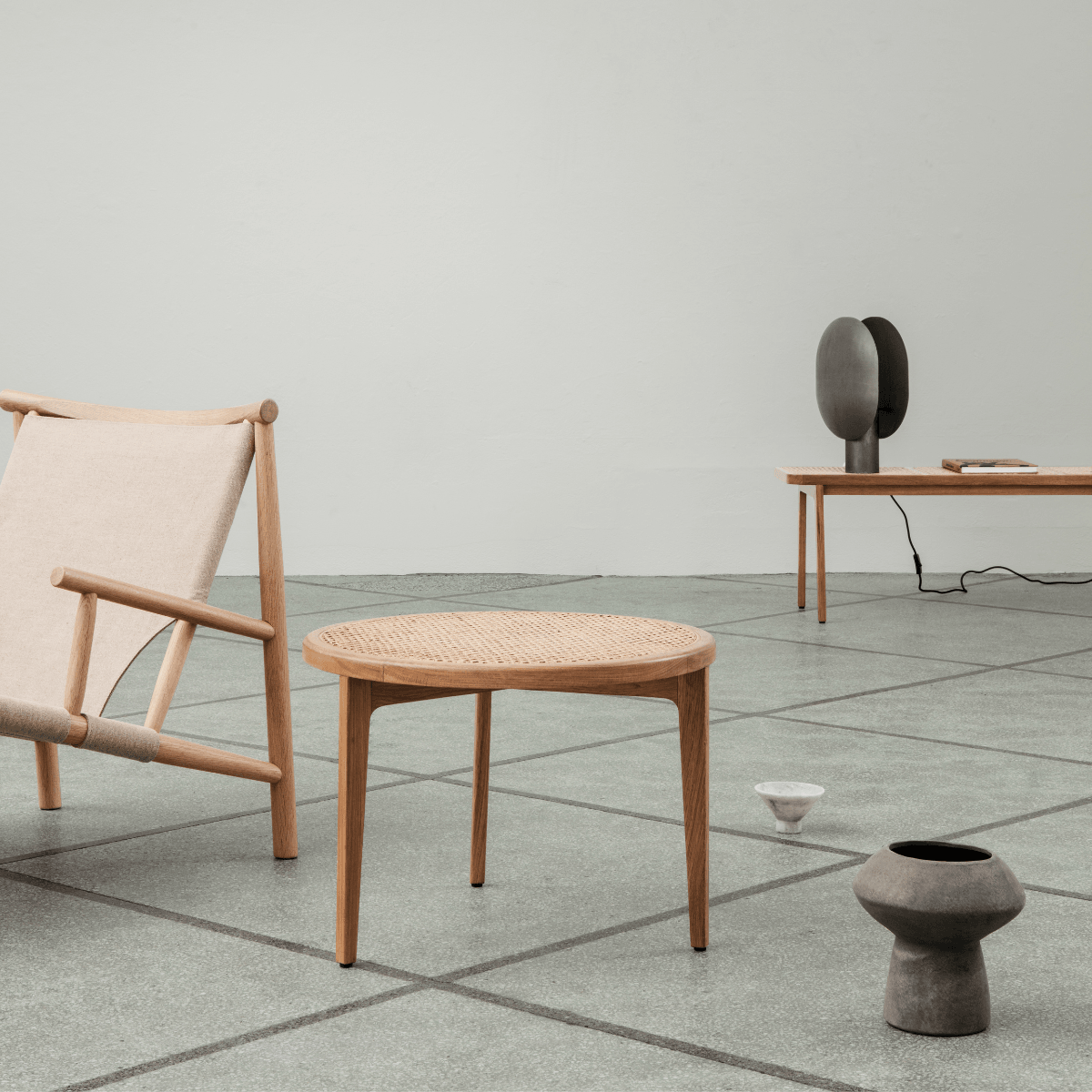 Stolik kawowy LE ROI dębowy z rattanem NORR11 Eye on Design