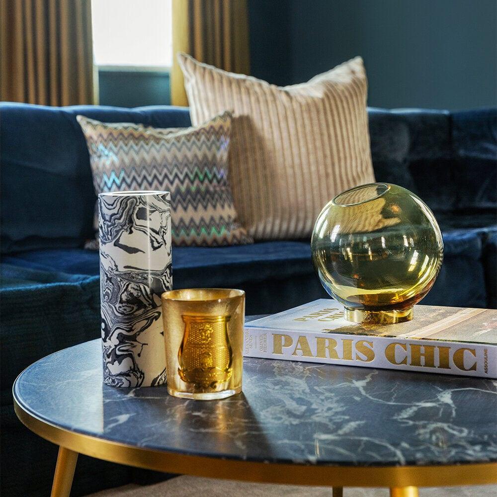 Stolik kawowy MARBLE LOOK czarny ze złotą podstawą Pols Potten Eye on Design