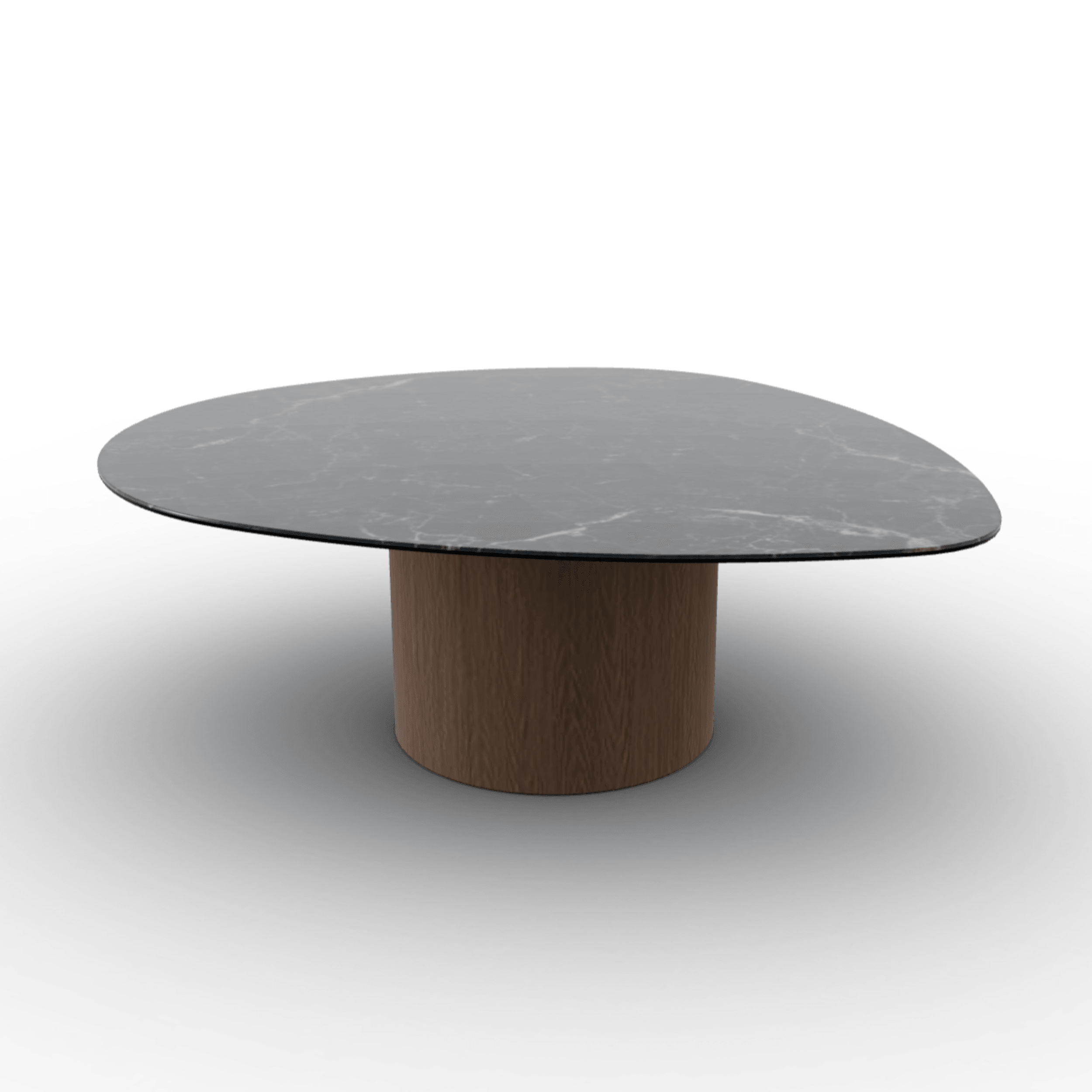 Stolik kawowy MUSHROOM ciemnobrązowa podstawa Calligaris czarny ceramiczny marmur Eye on Design