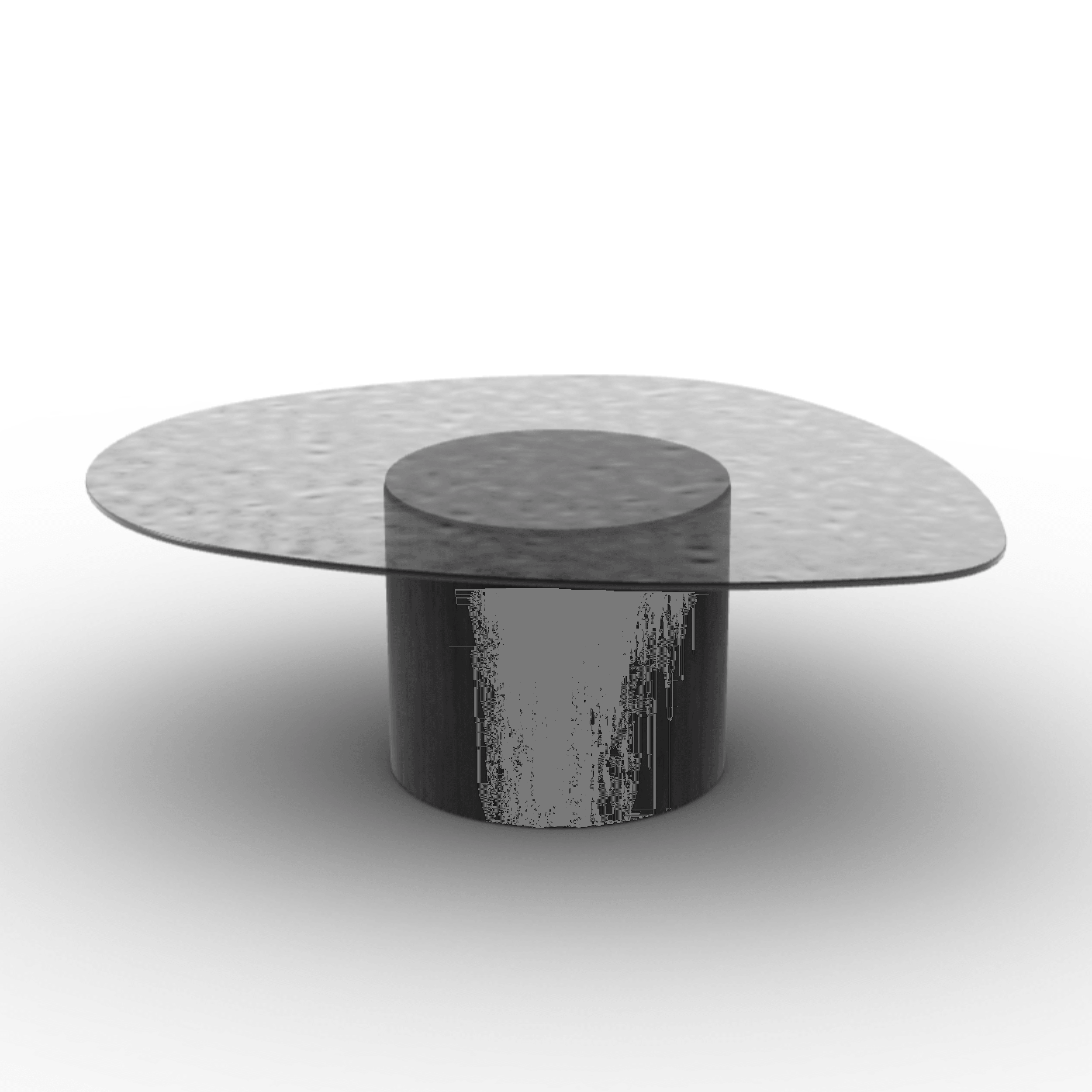 Stolik kawowy MUSHROOM czarny matowy Calligaris antracytowe szkło hartowane Eye on Design