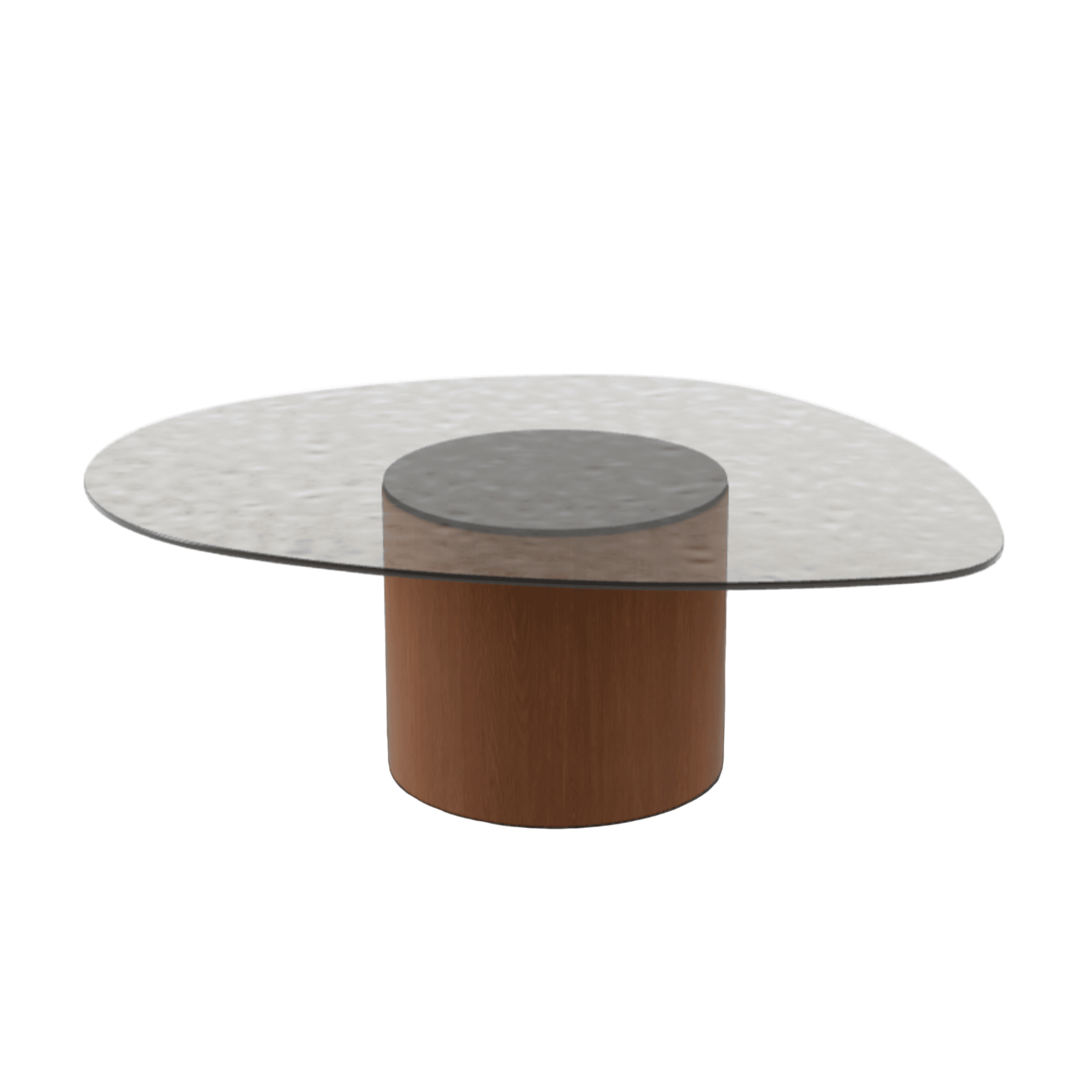 Stolik kawowy MUSHROOM orzechowa podstawa Calligaris brązowe szkło hartowane Eye on Design