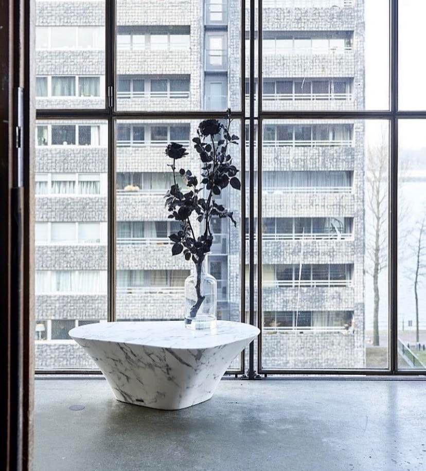 Stolik kawowy OVAL MARBLE LOOK biały Pols Potten Eye on Design