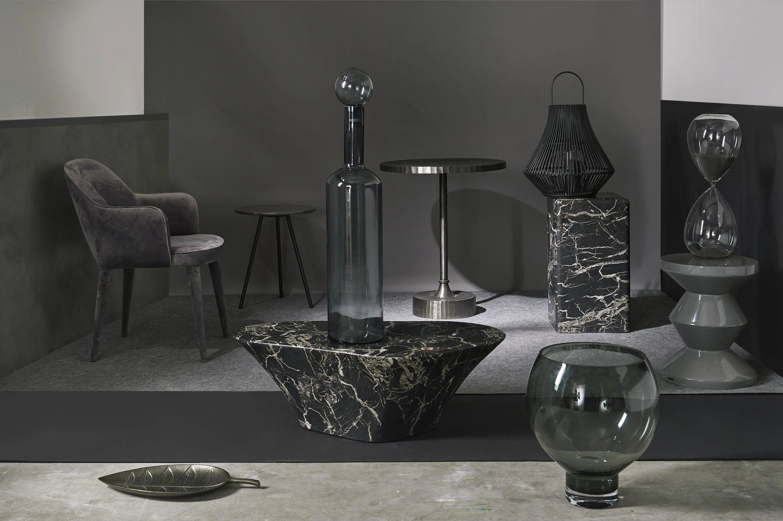 Stolik kawowy OVAL MARBLE LOOK czarny Pols Potten Eye on Design