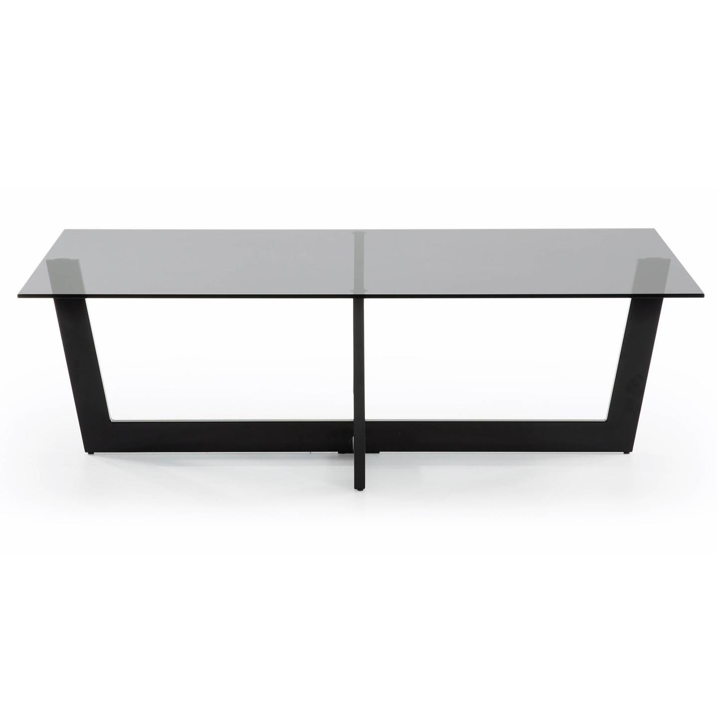Stolik kawowy PLAM czarne szkło z czarną podstawą La Forma Eye on Design