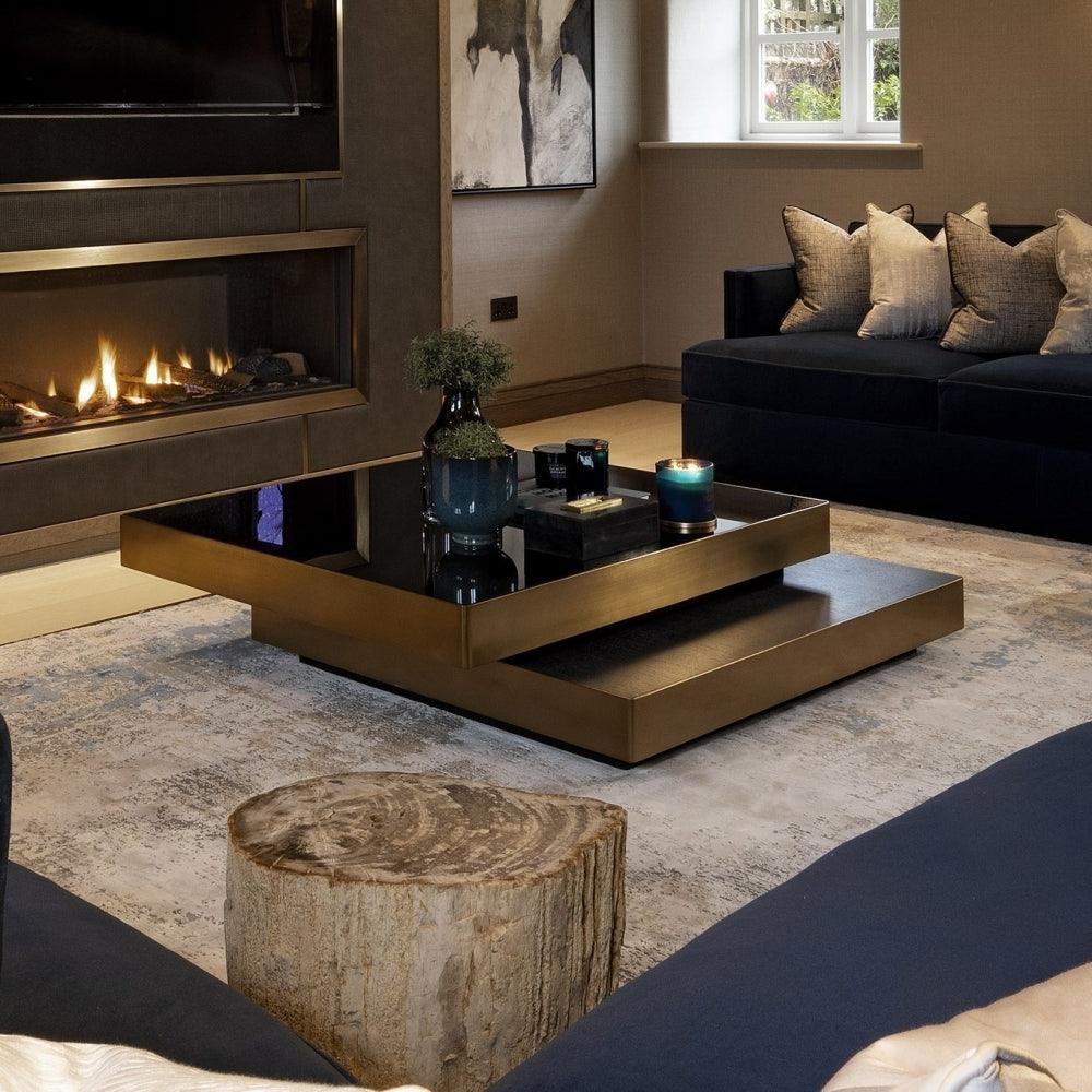 Stolik kawowy SHELTON czarne szkło Eichholtz Eye on Design