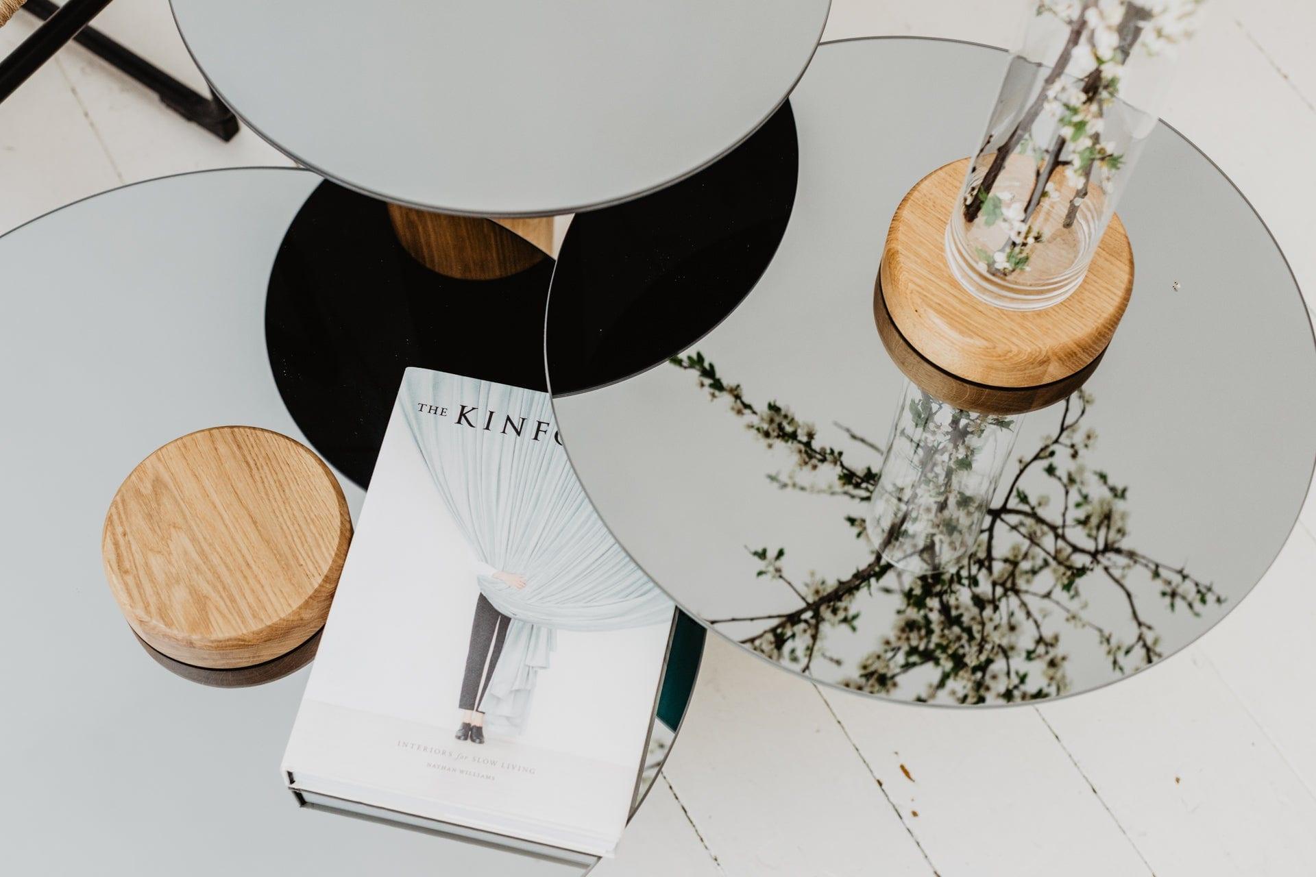 Stolik kawowy TYK dąb naturalny z lustrzanym blatem Nordifra Eye on Design