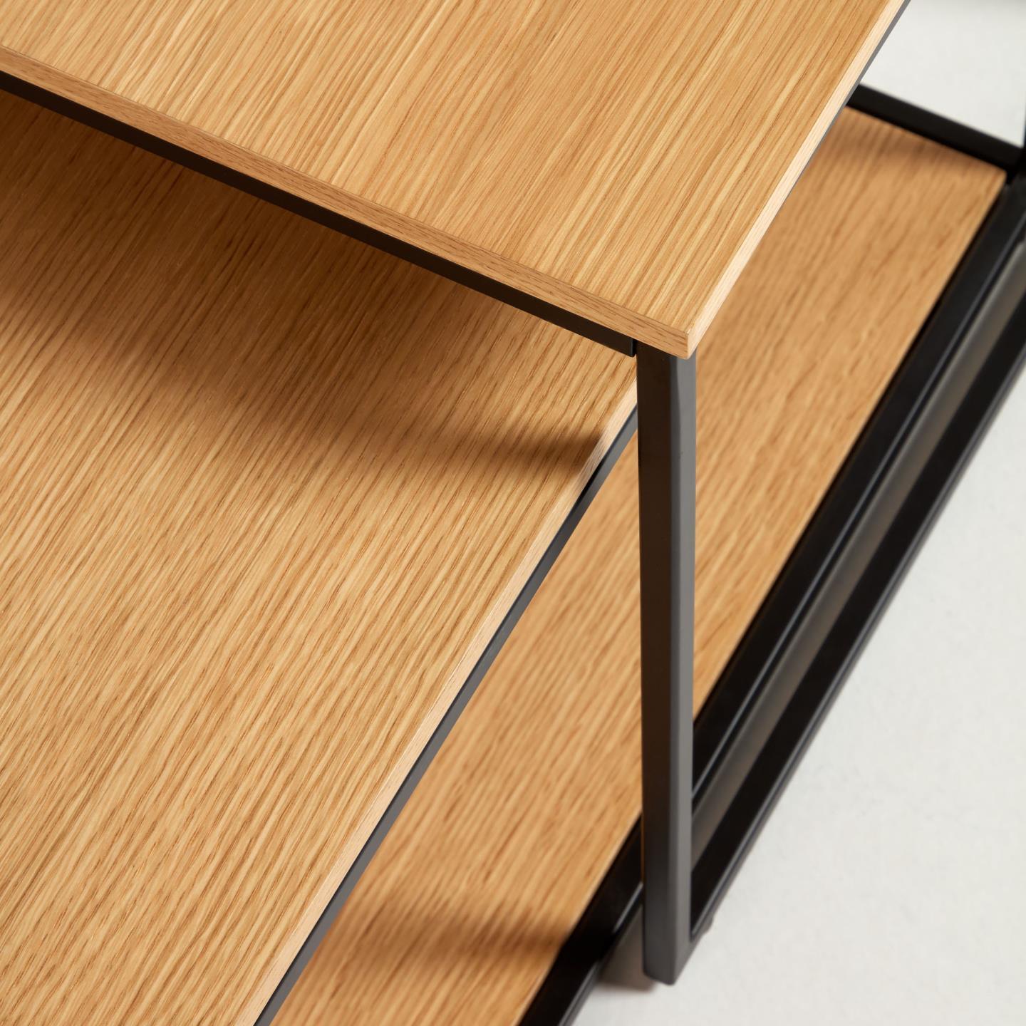 Stolik kawowy YOANA fornir dębowy z czarną ramą La Forma Eye on Design