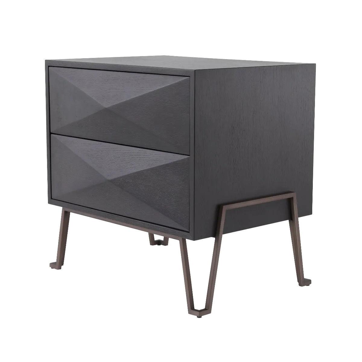 Stolik nocny HIGHLAND ciemnobrązowy fornir dębowy z mosiądzem Eichholtz Eye on Design