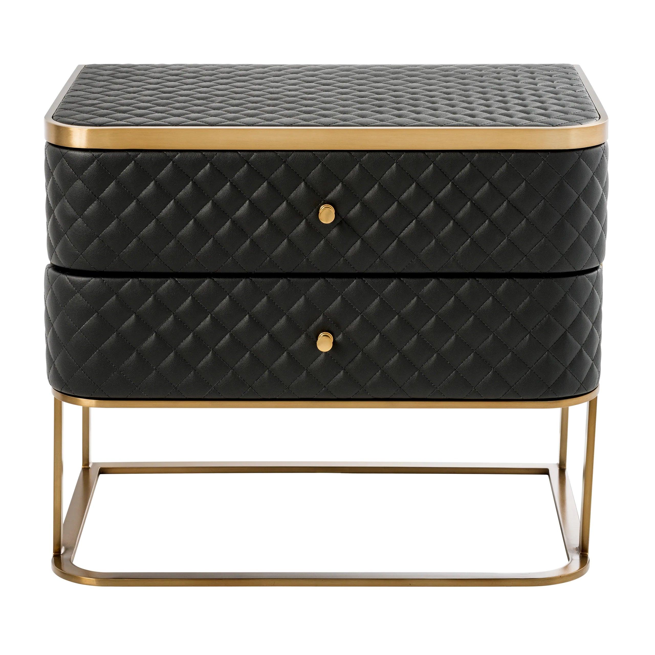 Stolik nocny MONFORT czarna ekoskóra Eichholtz Eye on Design