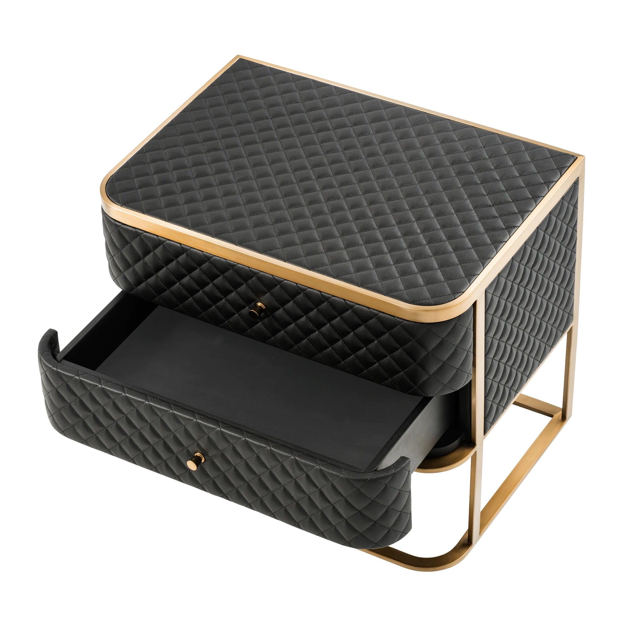 Stolik nocny MONFORT czarna ekoskóra Eichholtz Eye on Design