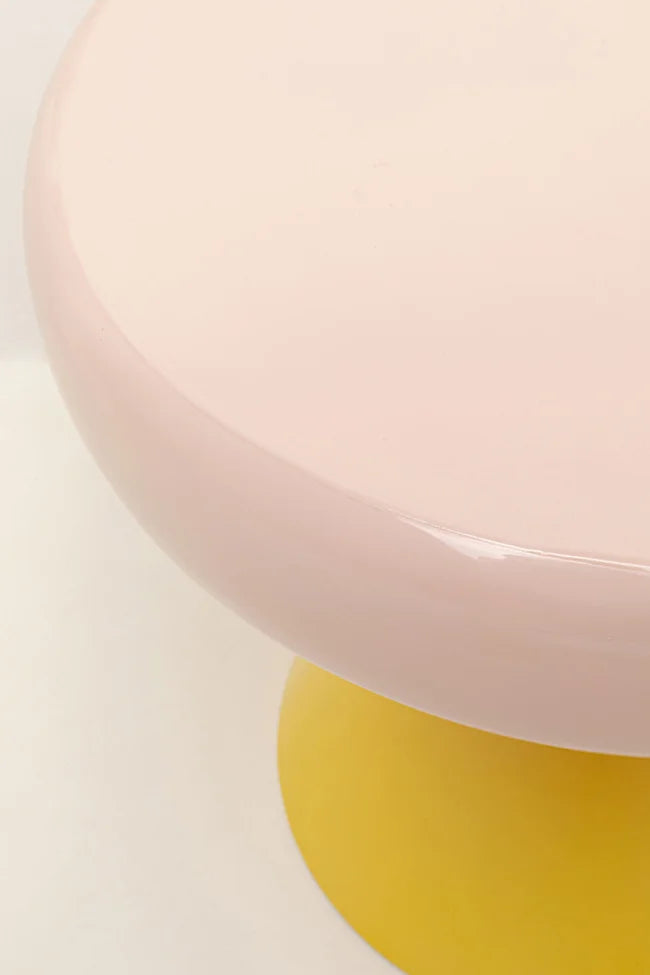 Yellow RICI side table with light pink