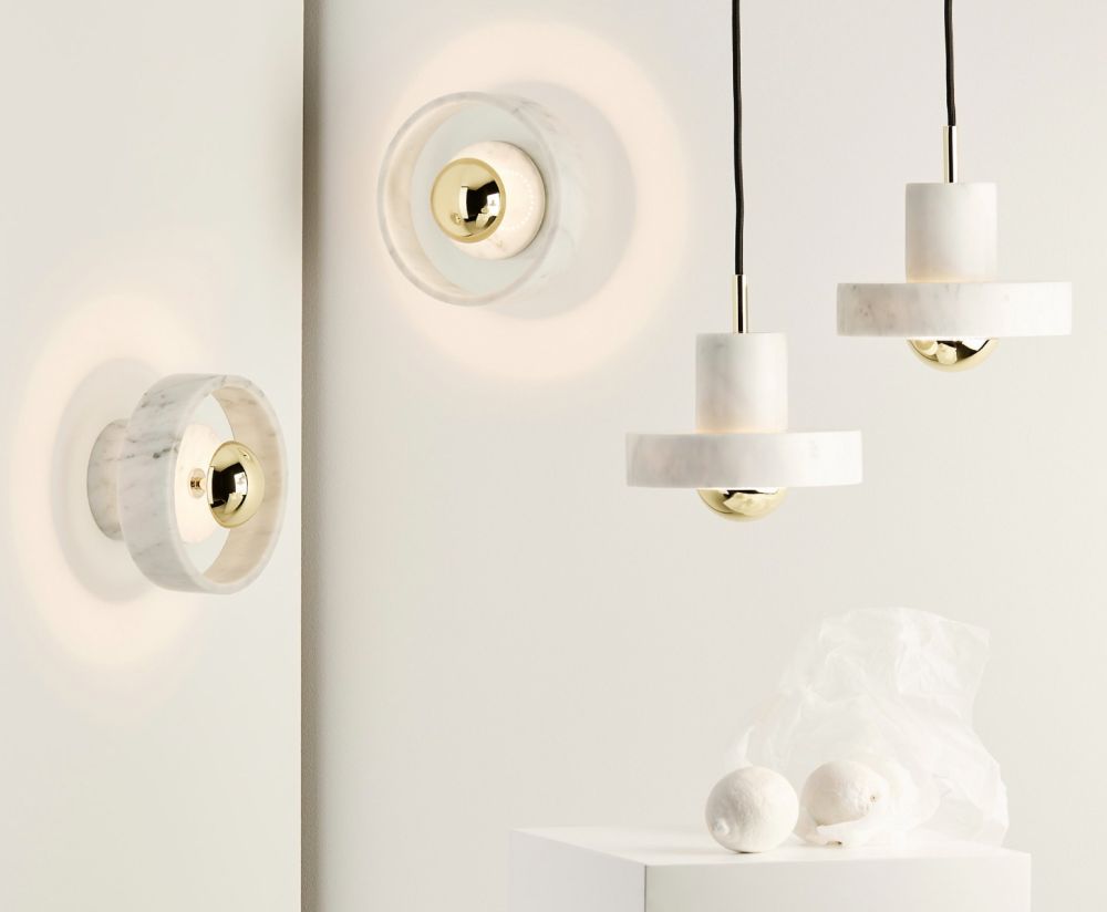 Hanglamp STONE van marmer met gouden afwerking