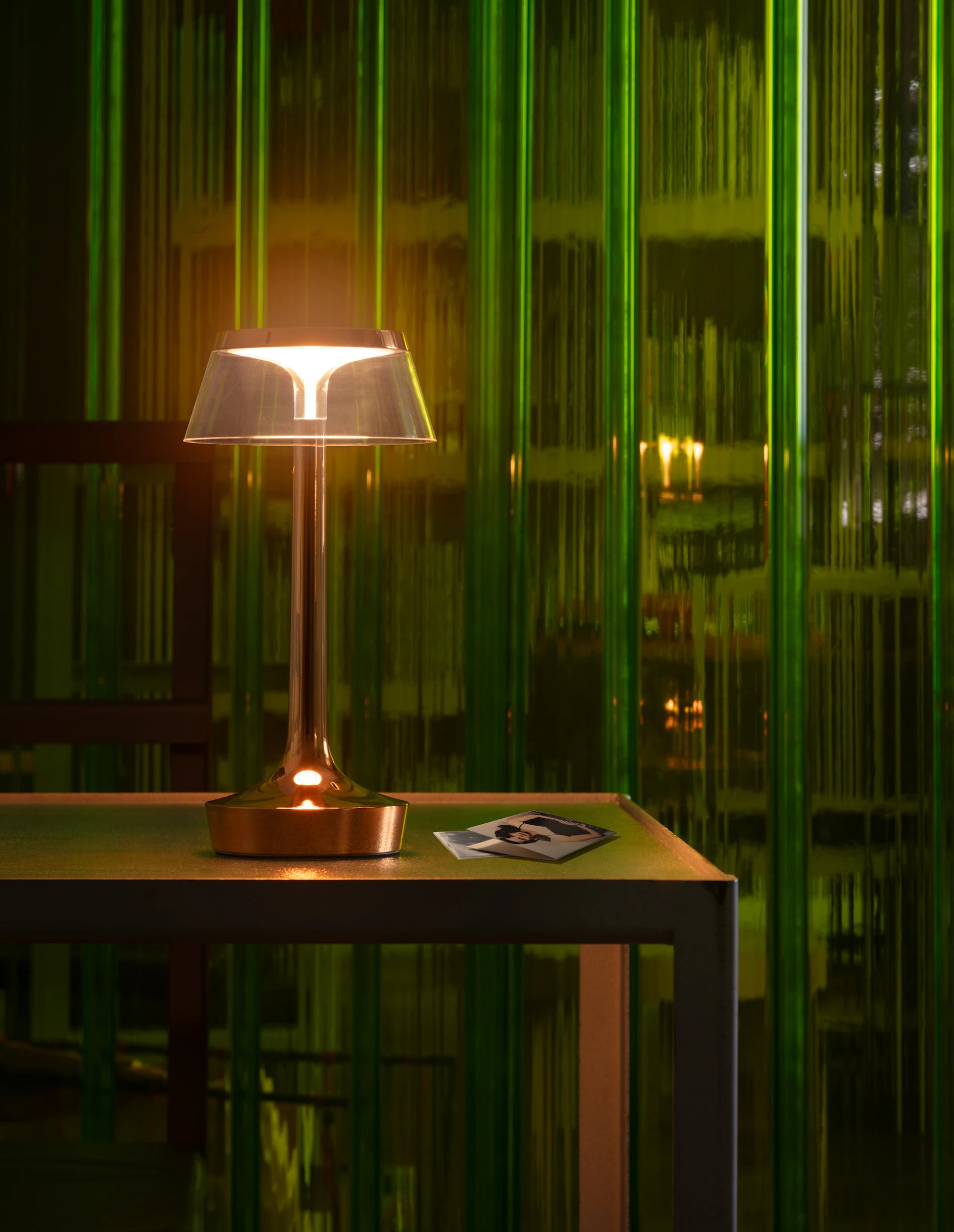 Draagbare lamp BON JOUR UNPLUGGED koper met transparante kap