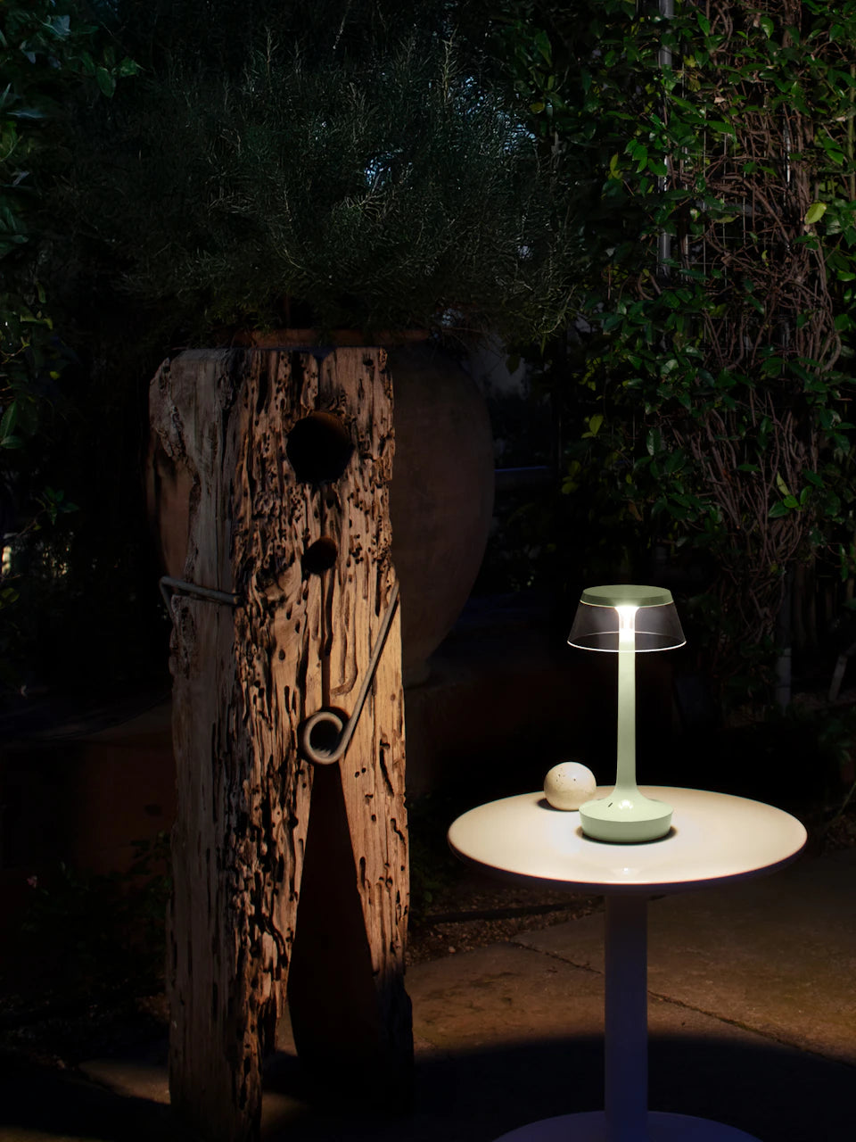 Draagbare lamp BON JOUR UNPLUGGED groen met transparante kap