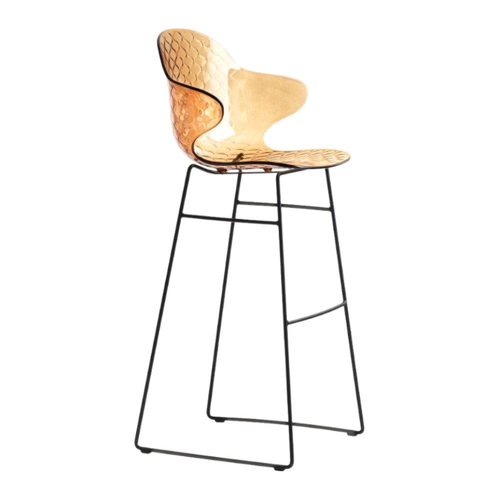 Barhocker SAINT TROPEZ mit braunem Sitz und schwarzem Metallgestell