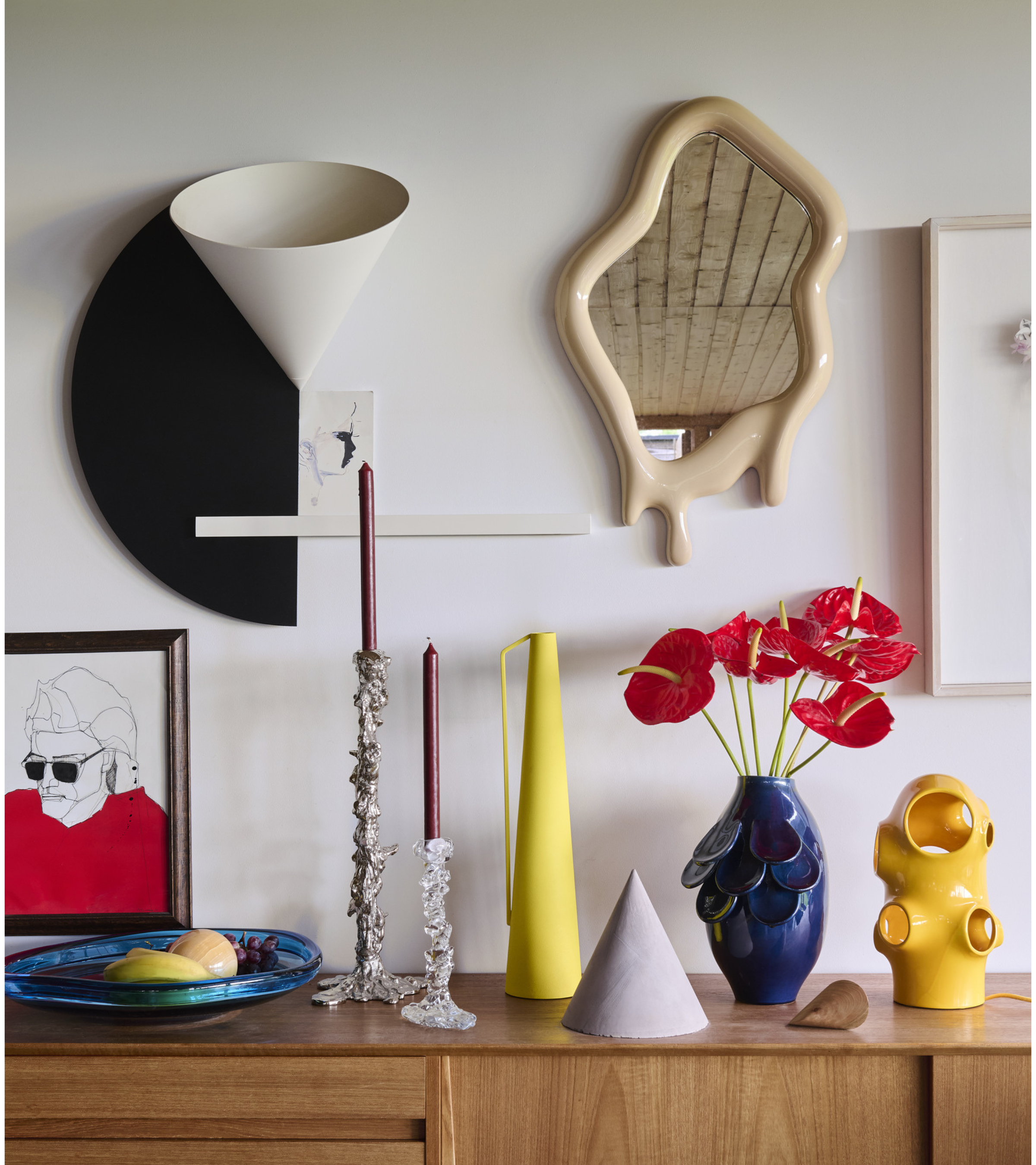 Spiegel MELTING OVAL beige