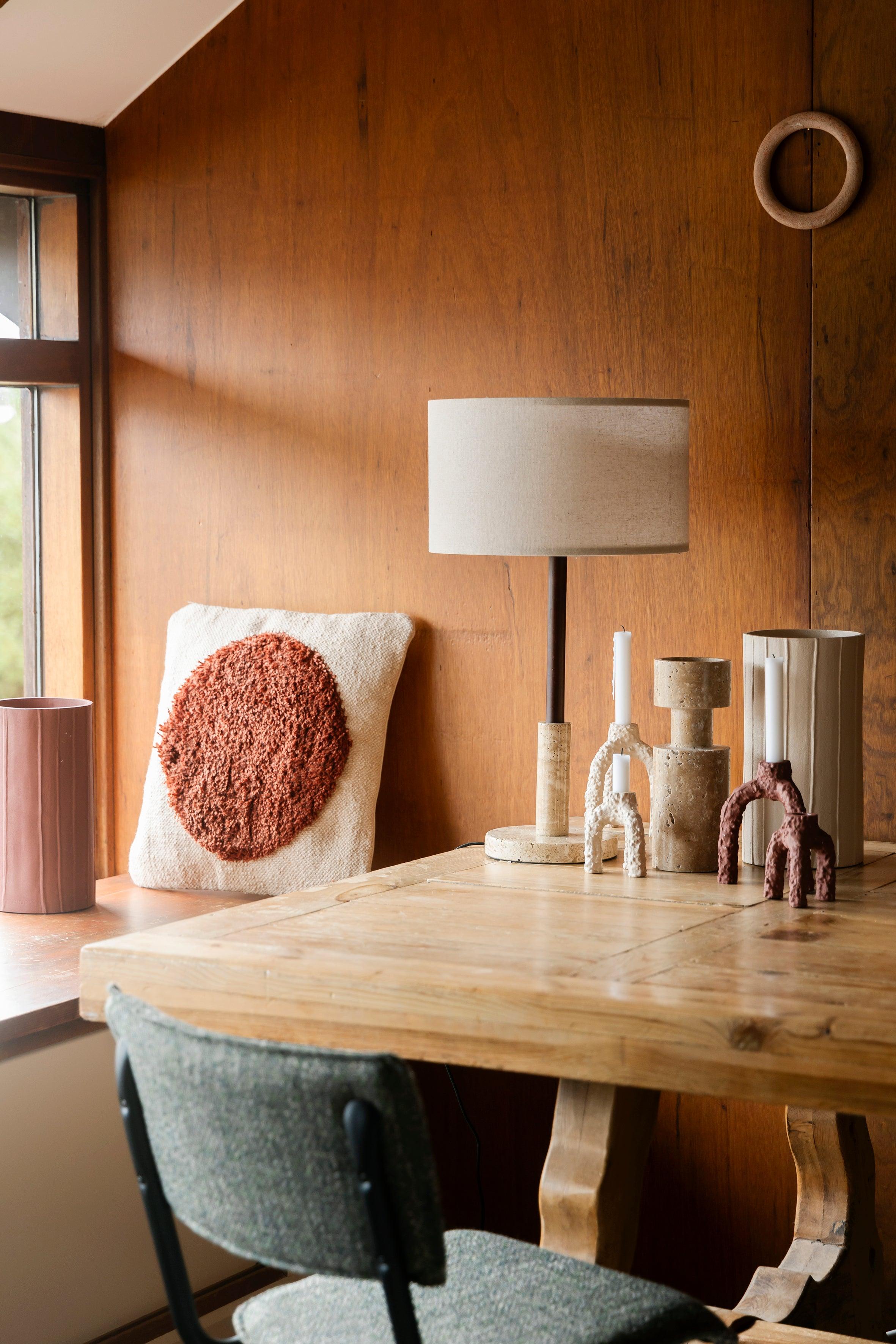 Paros Candle Holder Travetin Dutchbone Eye on Design