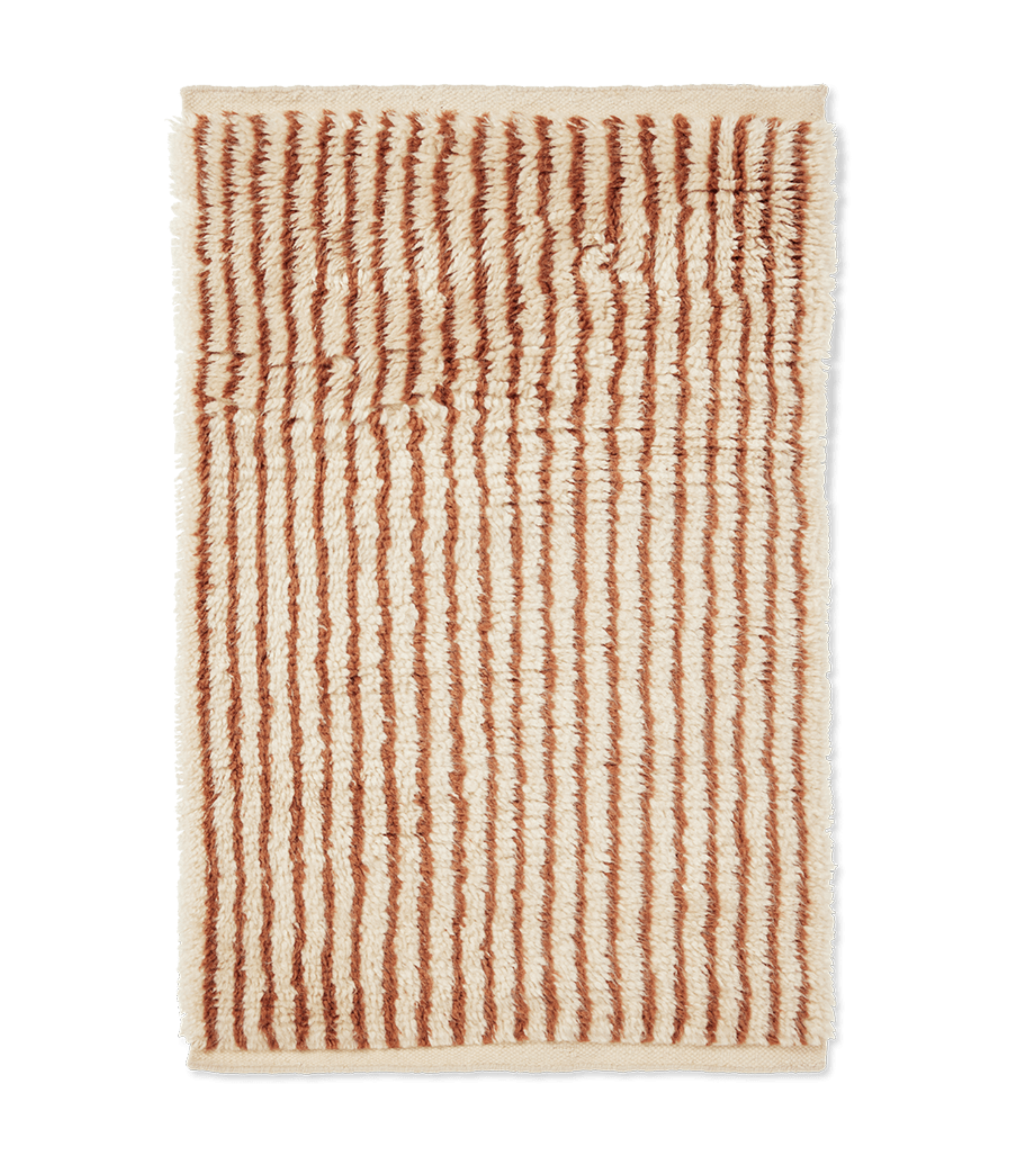 Vloerkleed met lange haren KAMI KNOTTED roestbruin met beige