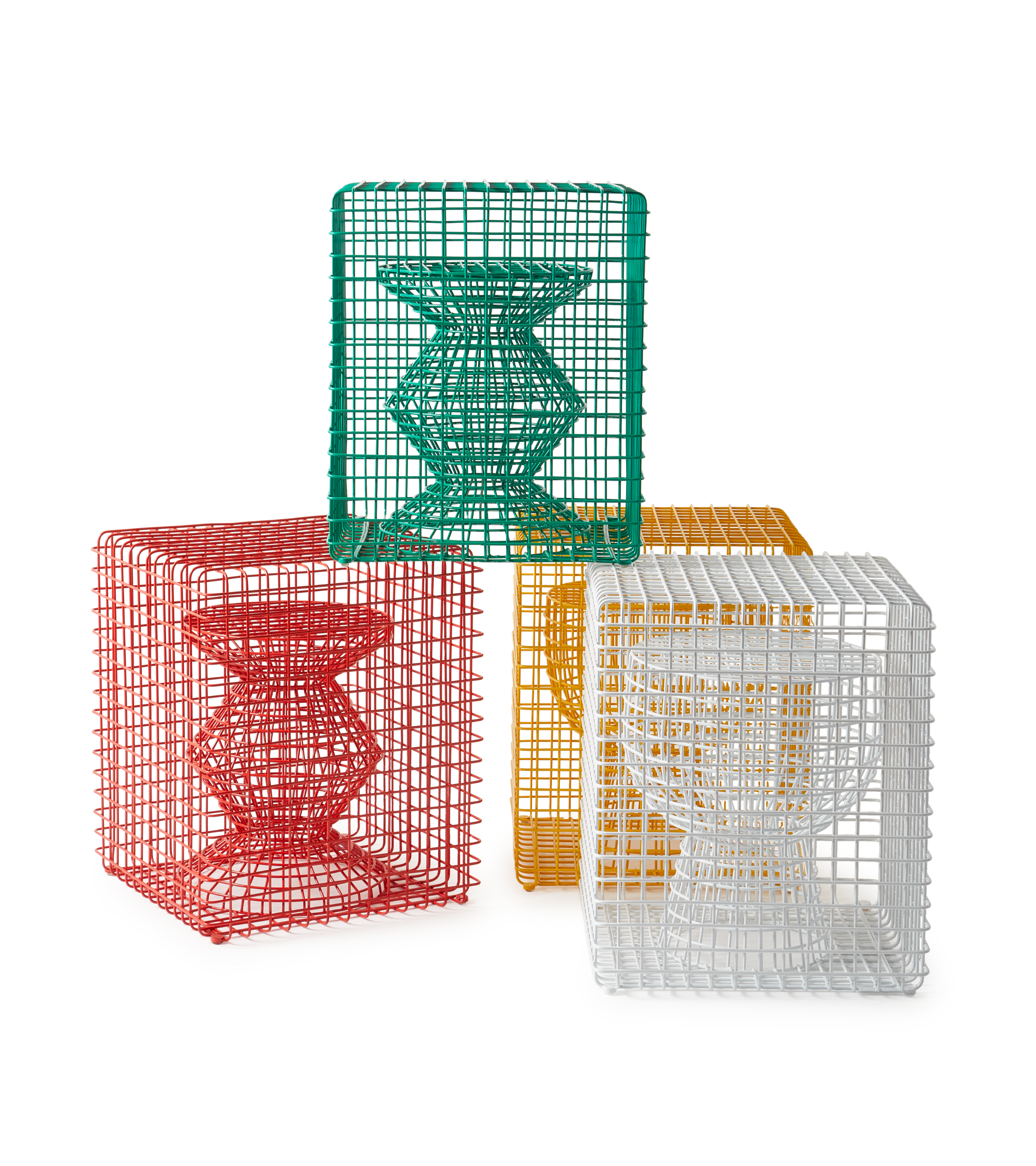 ZIG ZAG WIRE decorative stool red