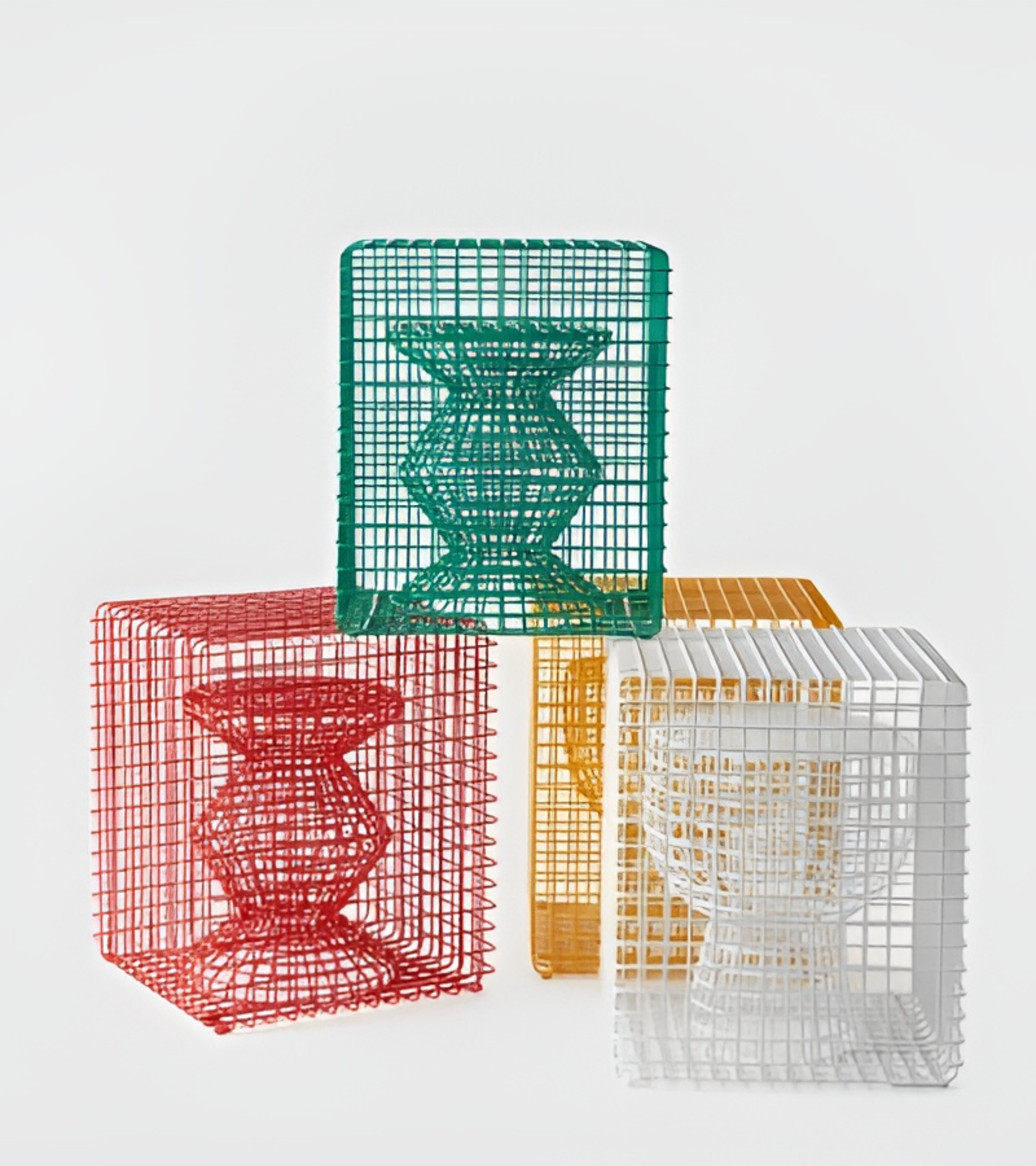 TIP TAP WIRE decorative stool in silver