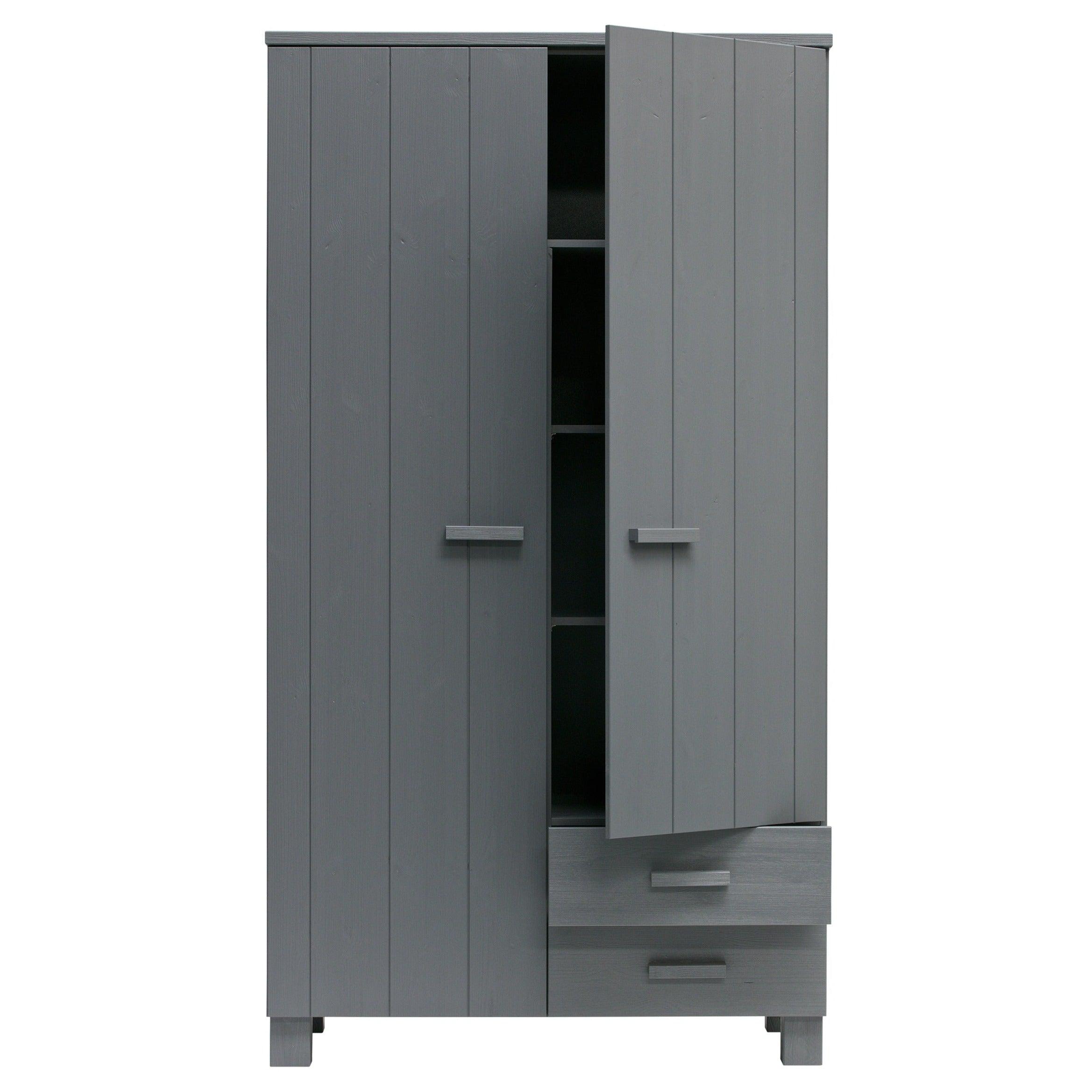 Szafa 2-drzwiowa w stylu boho DENNIS grafitowy Woood Eye on Design