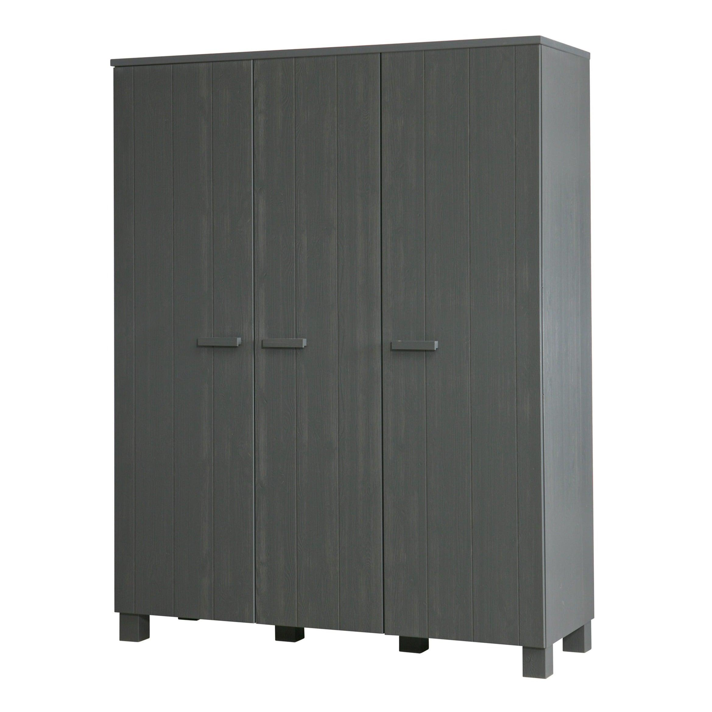 Szafa 3-drzwiowa w stylu boho DENNIS grafitowy Woood Eye on Design