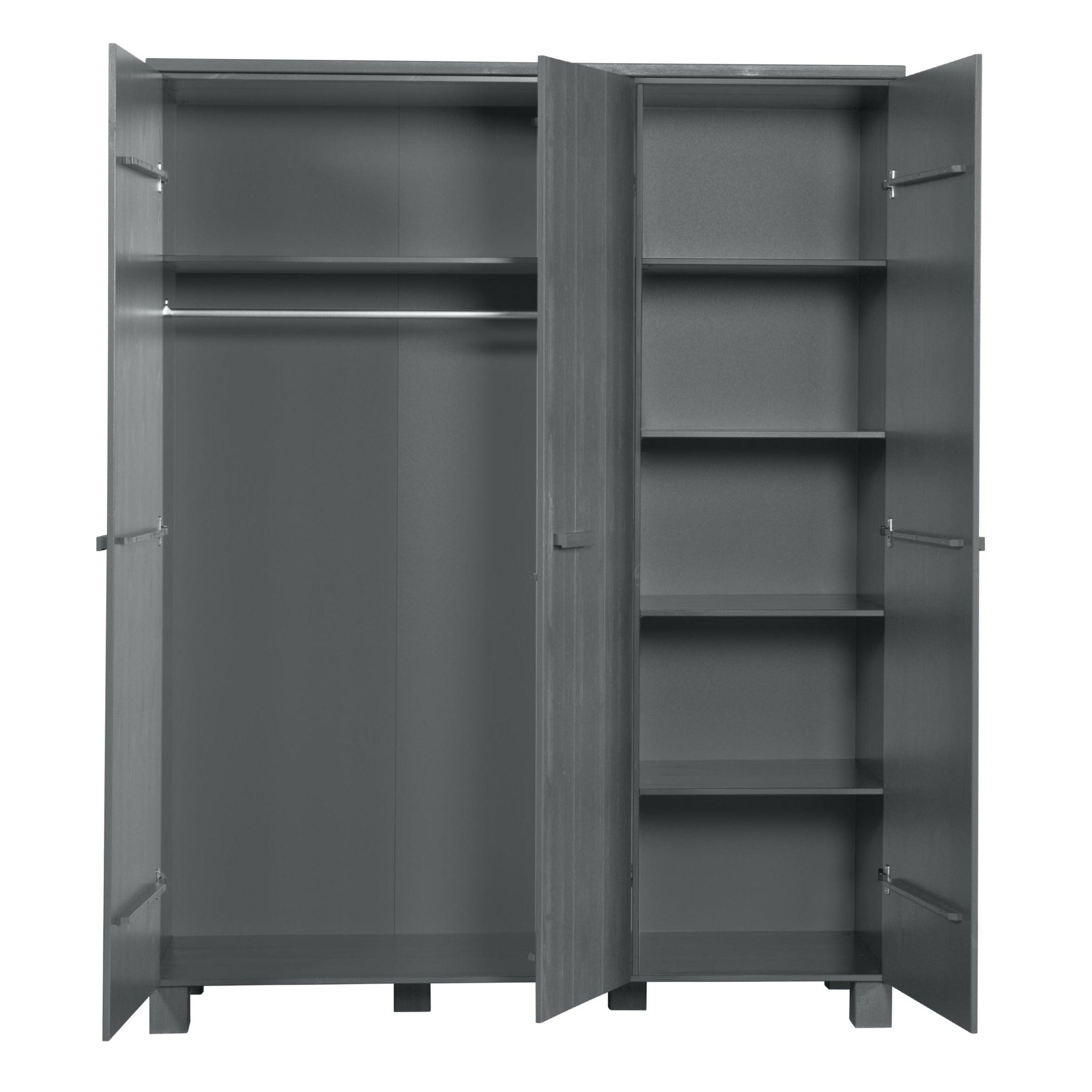 Szafa 3-drzwiowa w stylu boho DENNIS grafitowy Woood Eye on Design