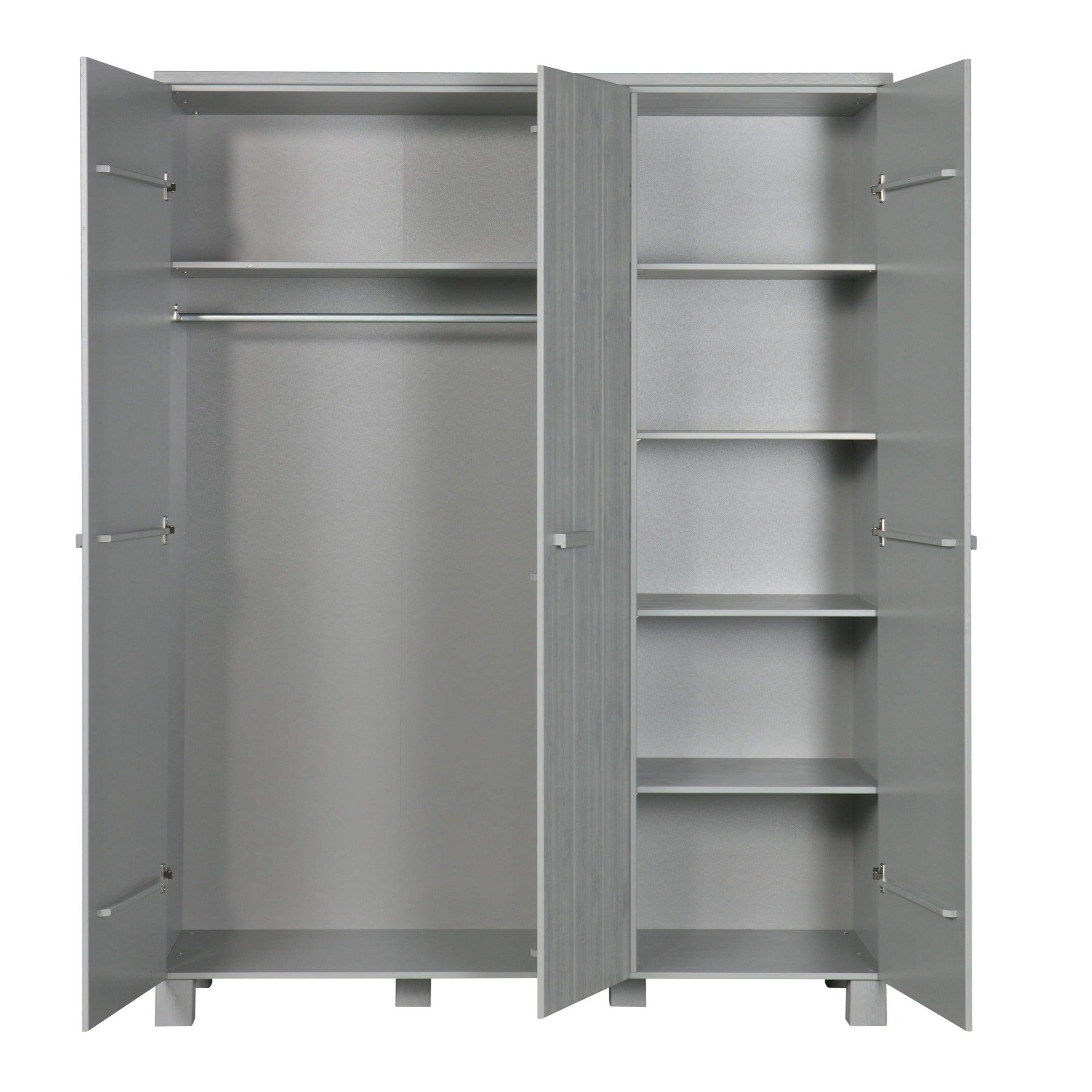 Szafa 3-drzwiowa w stylu boho DENNIS szary Woood Eye on Design