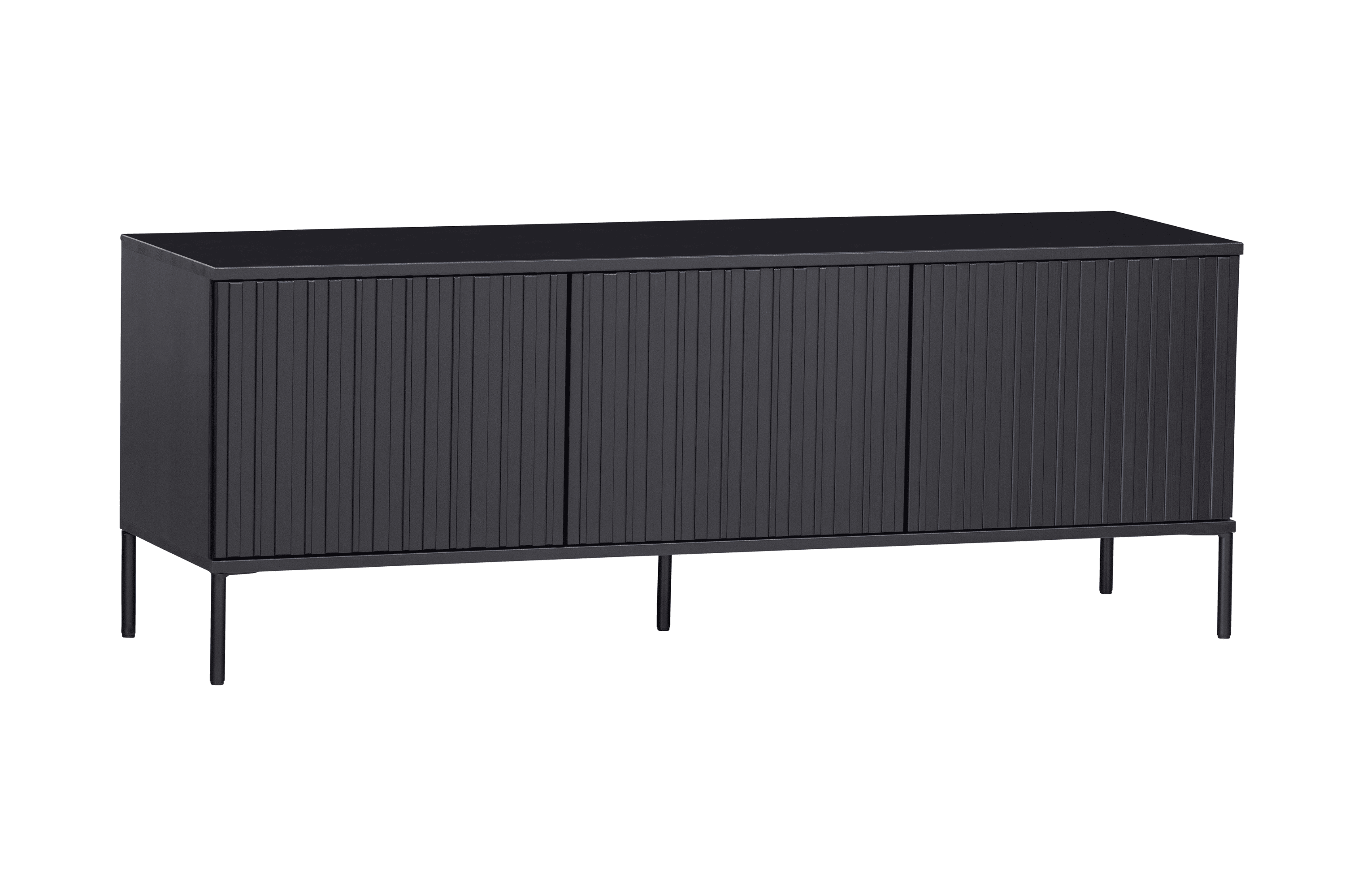 Szafka długa RTV GRAVURE czarne drewno sosnowe Woood Exclusive Eye on Design