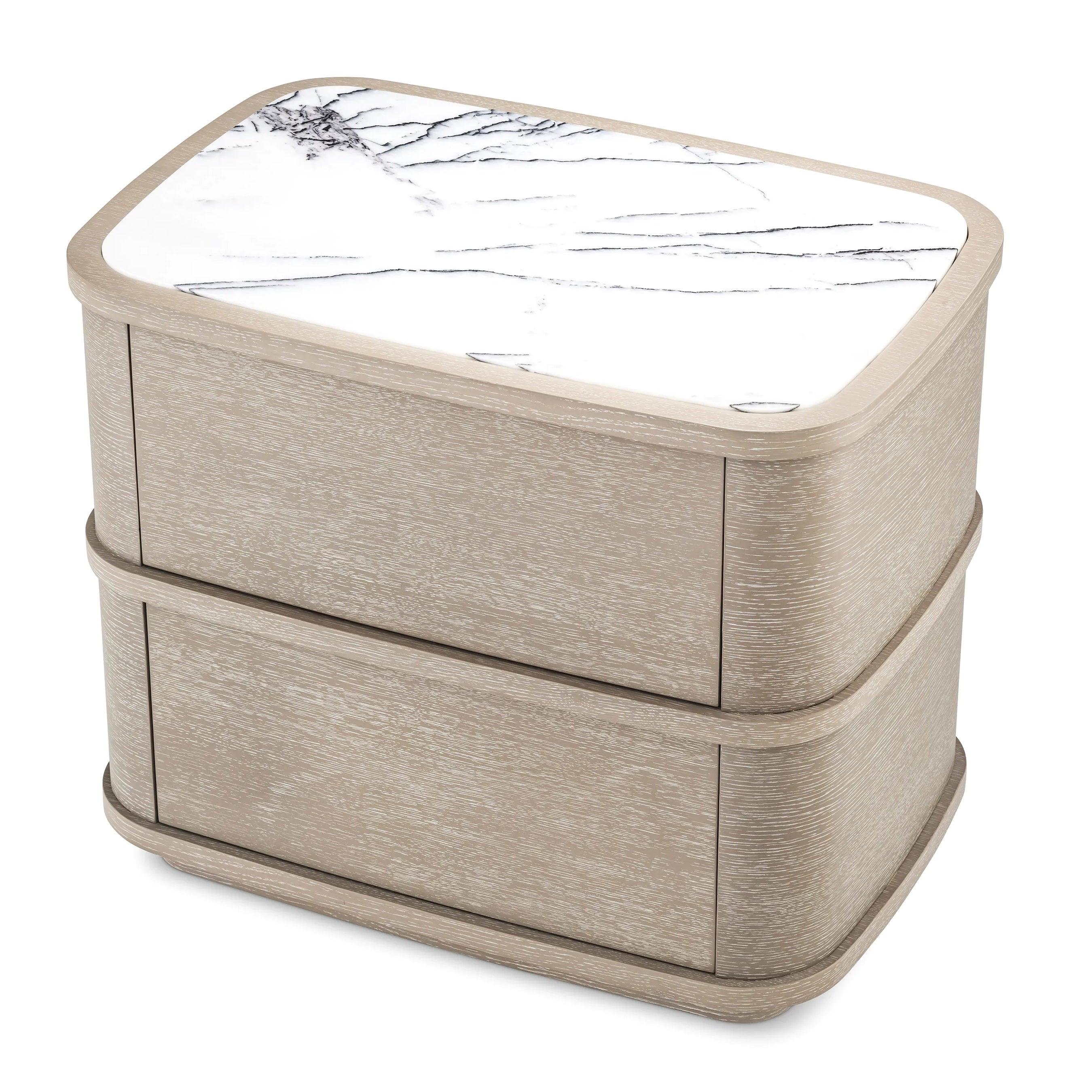 Szafka nocna CABANA fornir dębowy z marmurem bianco Eichholtz Eye on Design