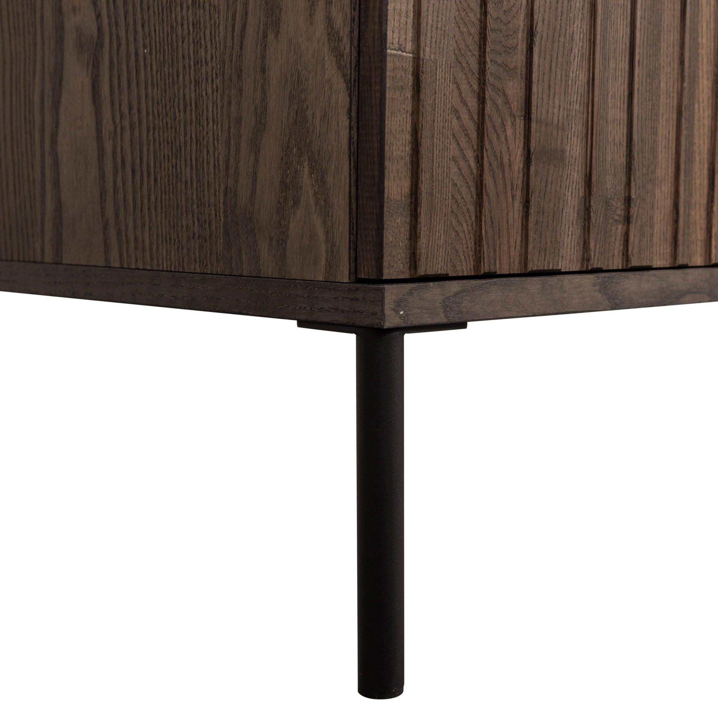 Szafka RTV GRAVURE brązowe drewno jesionowe Woood Exclusive Eye on Design