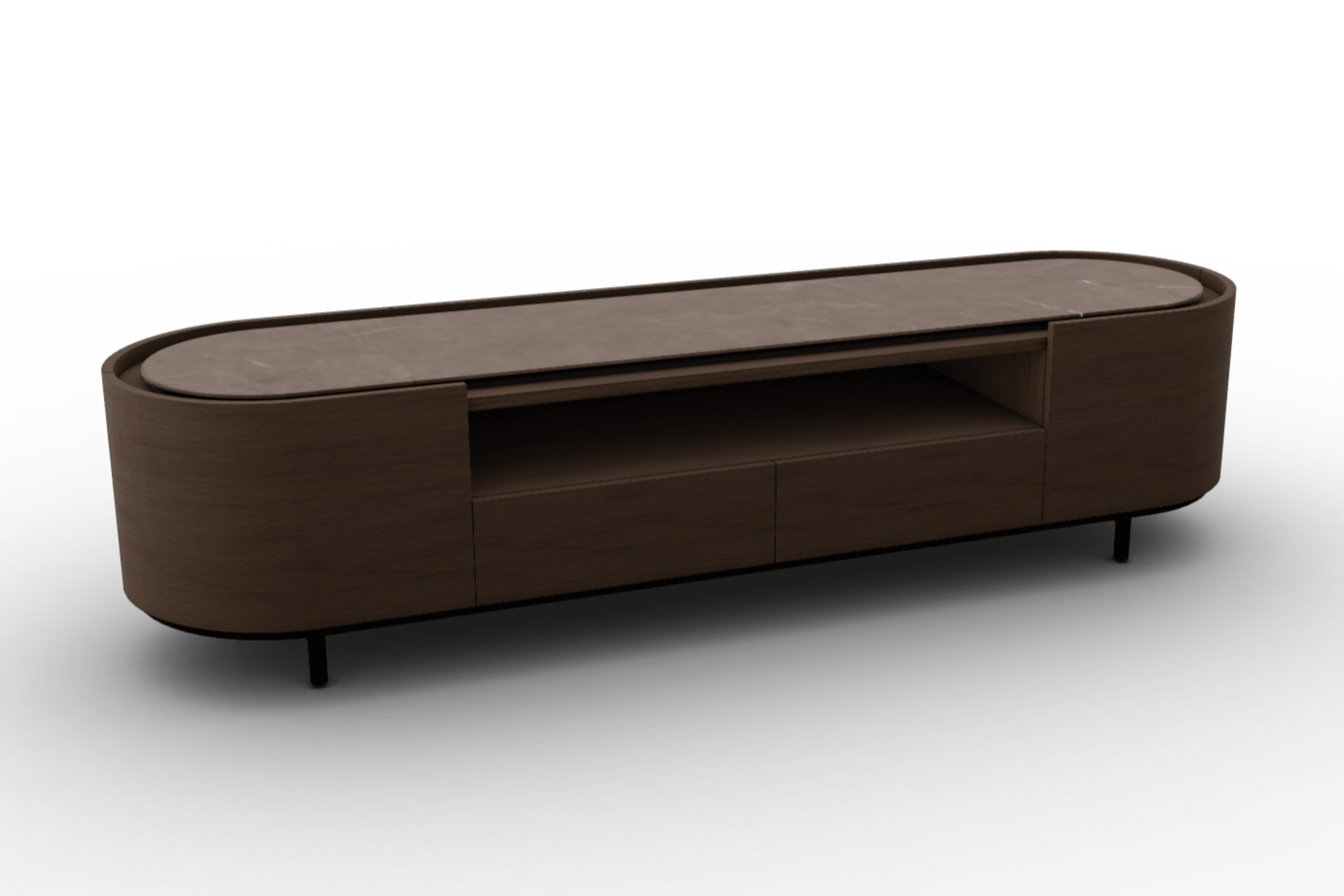 Szafka RTV LAKE ciemnobrązowy Calligaris brązowa ceramika Eye on Design