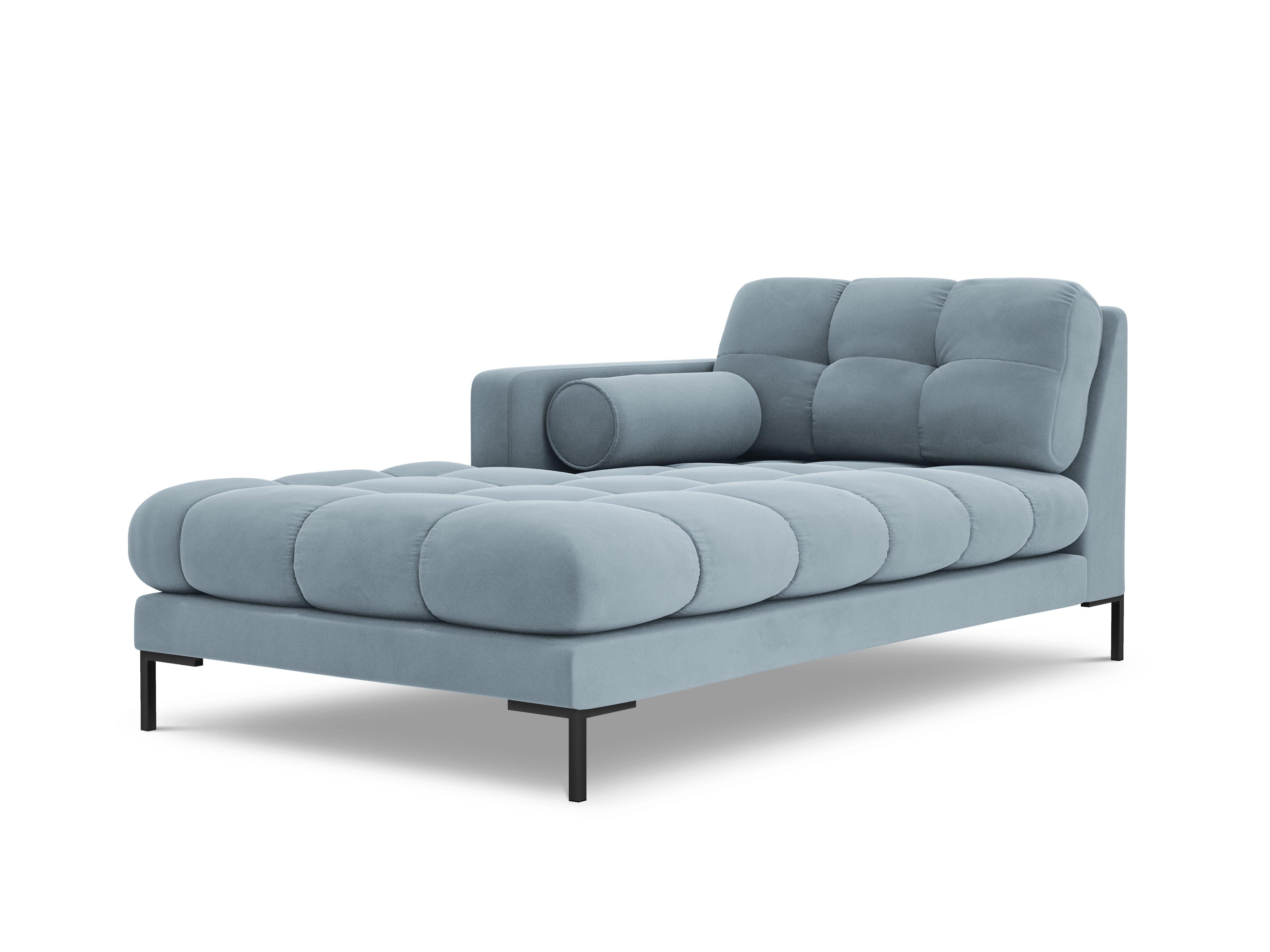 Szezlong aksamitny lewostronny BALI jasnoniebieski z czarną podstawą Cosmopolitan Design Eye on Design