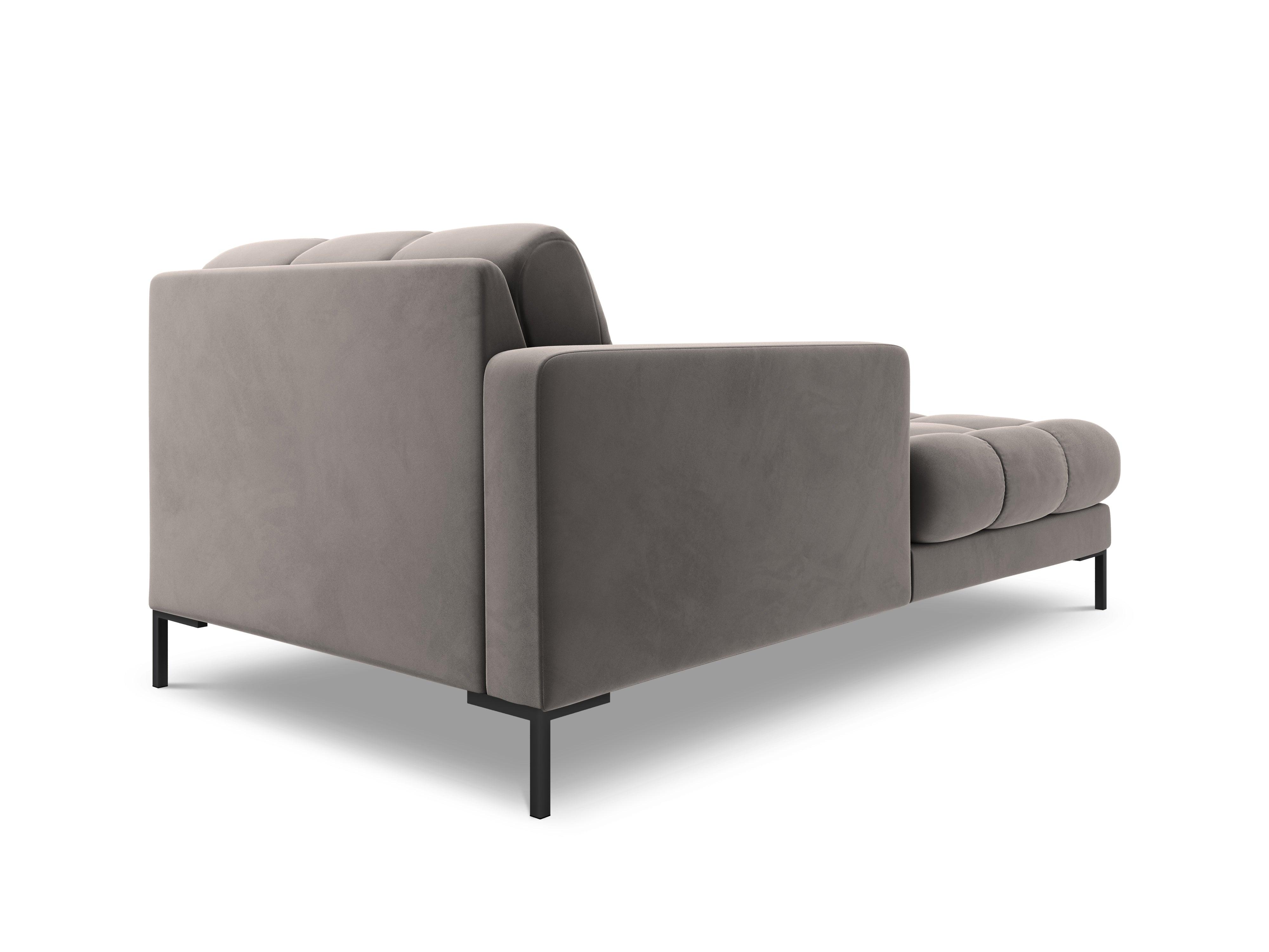 Szezlong aksamitny lewostronny BALI jasnoszary z czarną podstawą Cosmopolitan Design Eye on Design