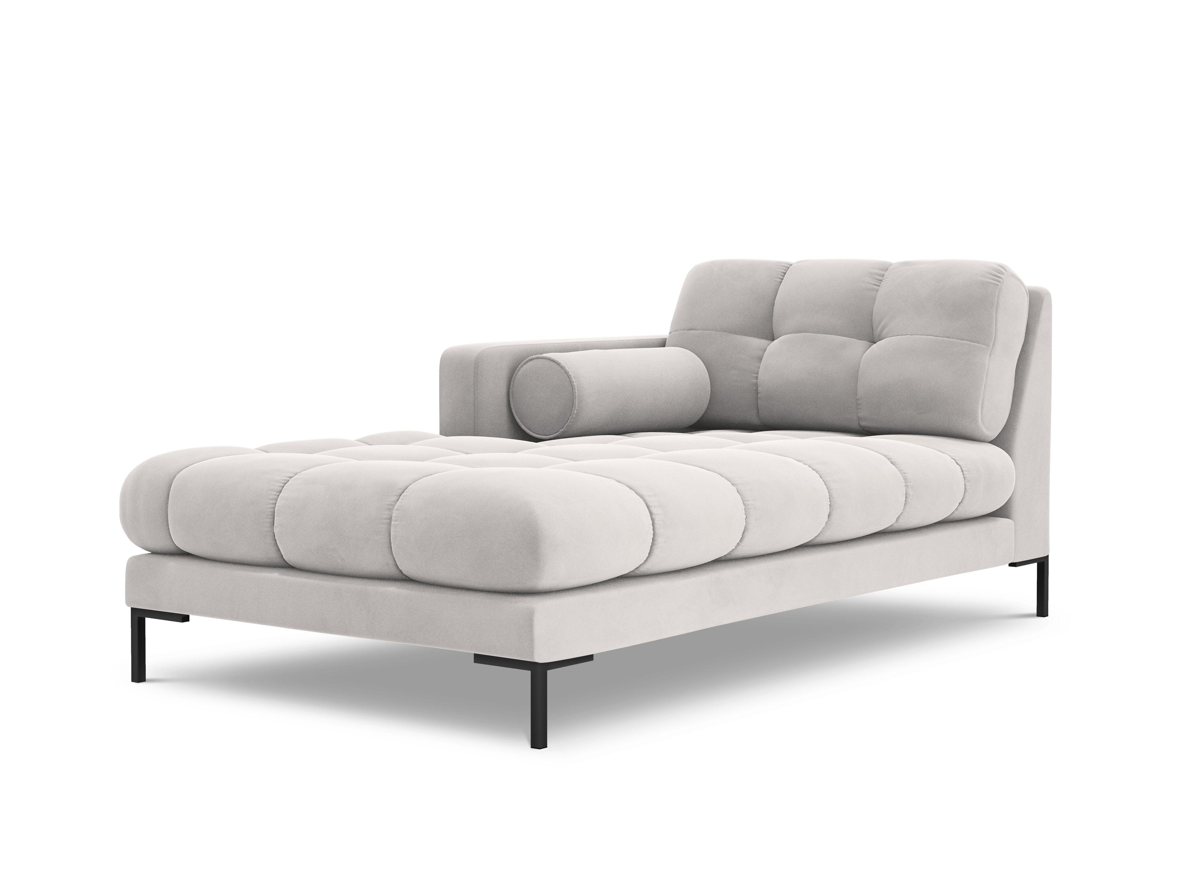 Szezlong aksamitny lewostronny BALI srebrny z czarną podstawą Cosmopolitan Design Eye on Design