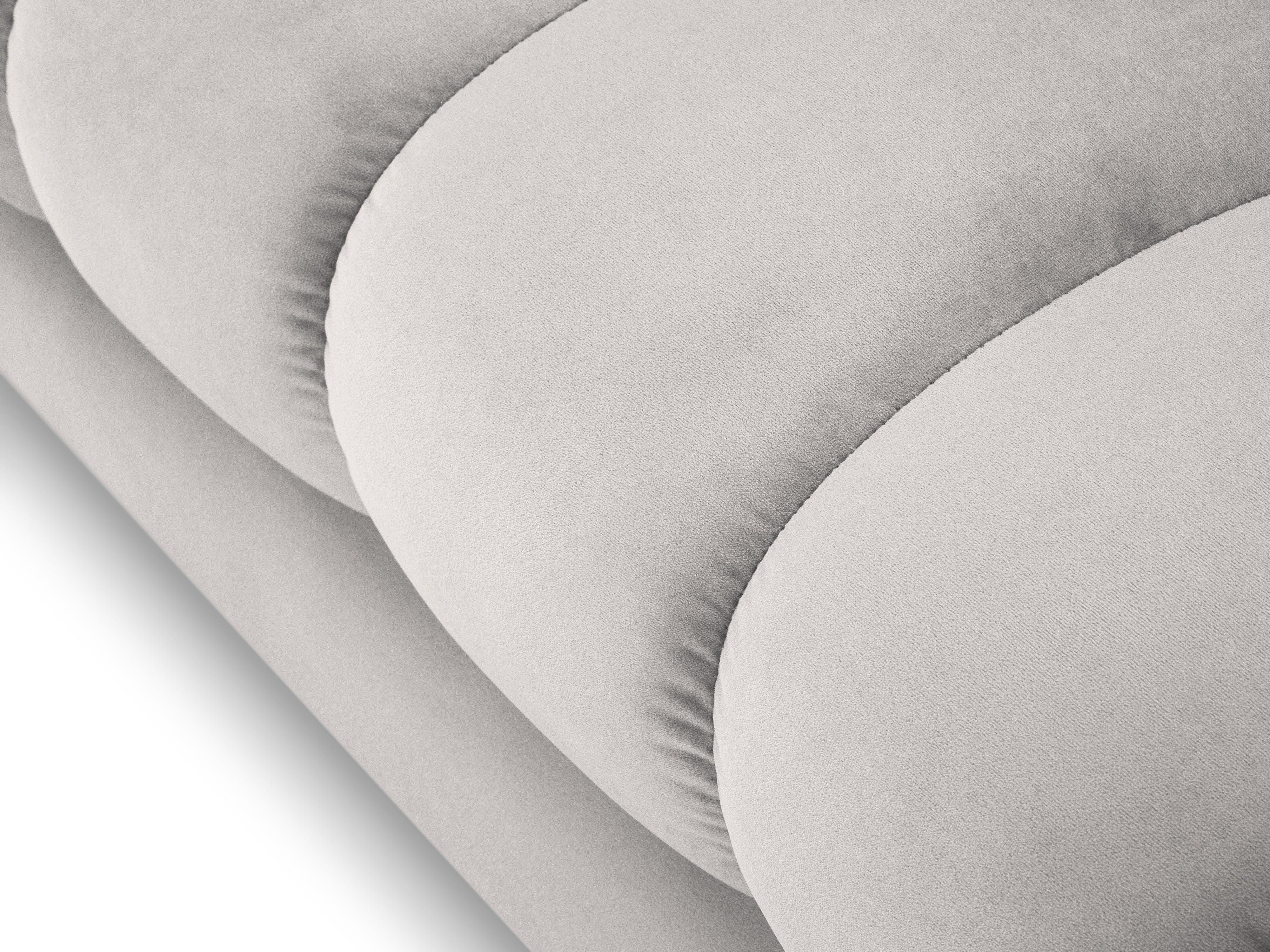 Szezlong aksamitny lewostronny BALI srebrny ze złotą podstawą Cosmopolitan Design Eye on Design