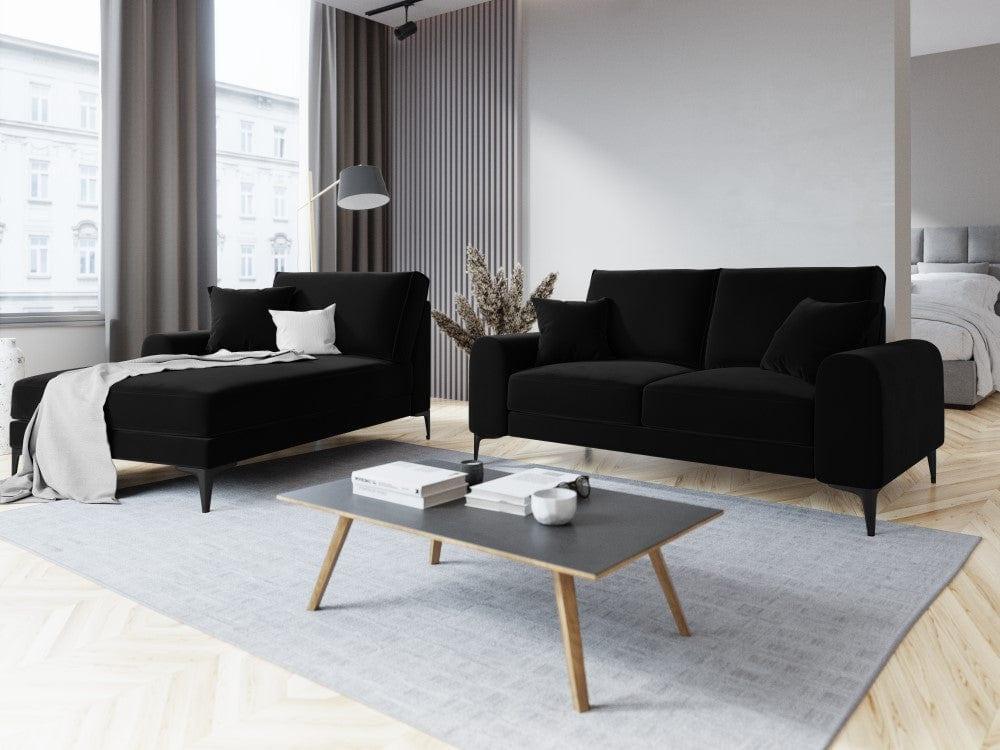 Szezlong aksamitny lewostronny MADARA czarny z czarną podstawą Mazzini Sofas Eye on Design