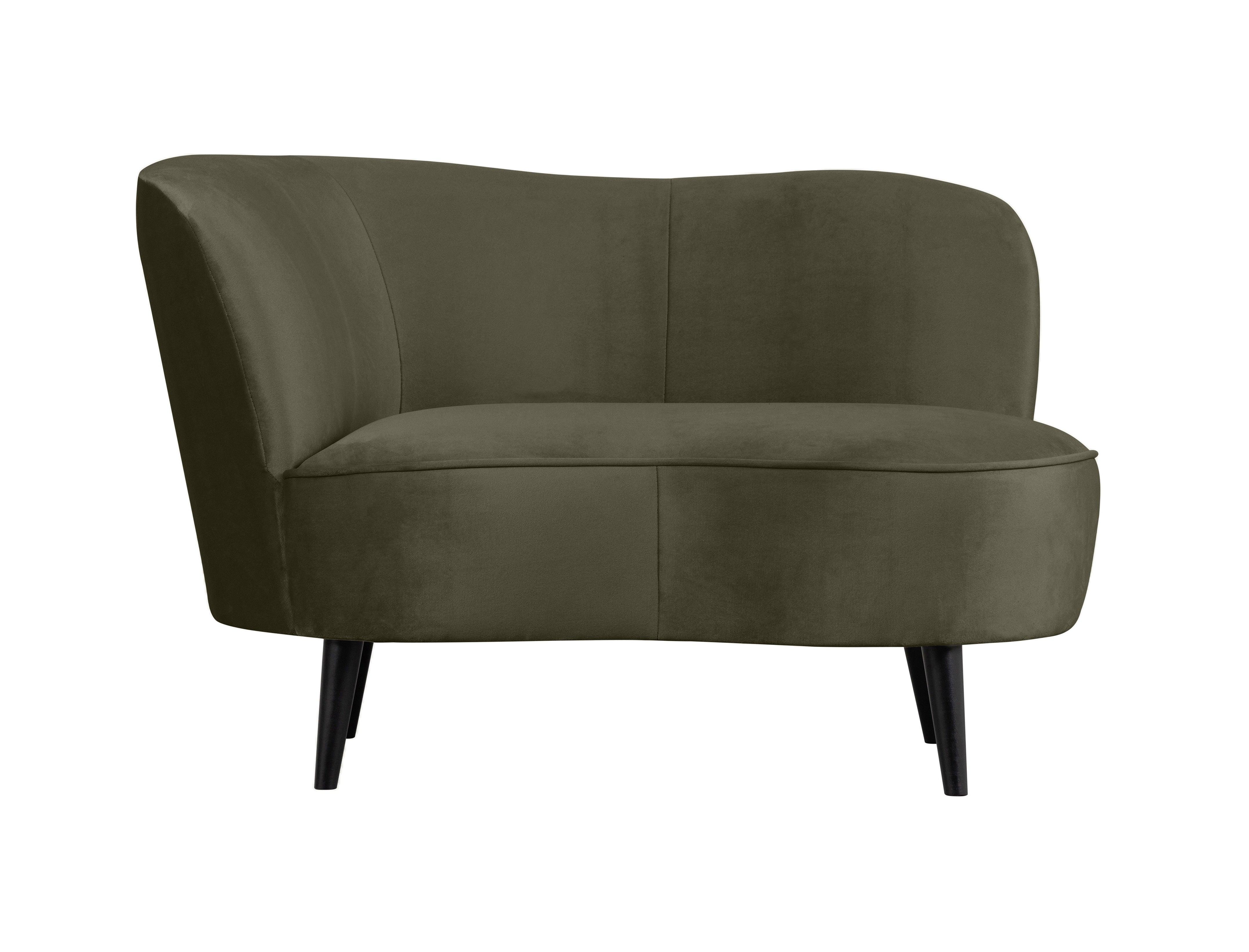 Szezlong aksamitny lewostronny SARA oliwkowy zielony Woood Eye on Design