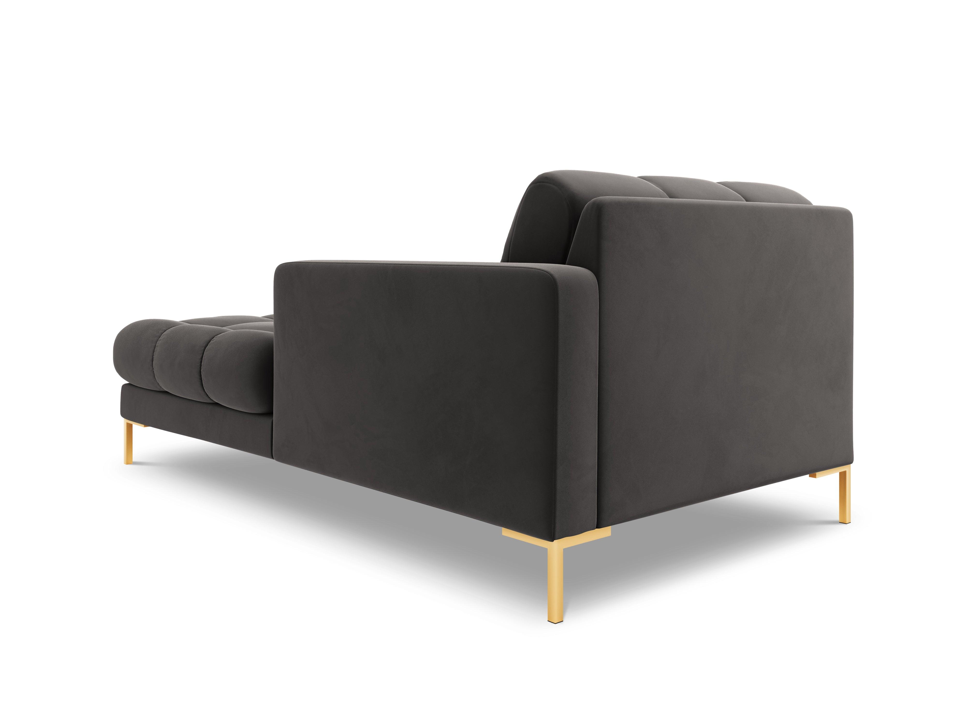 Szezlong aksamitny prawostronny BALI ciemnoszary ze złotą podstawą Cosmopolitan Design Eye on Design