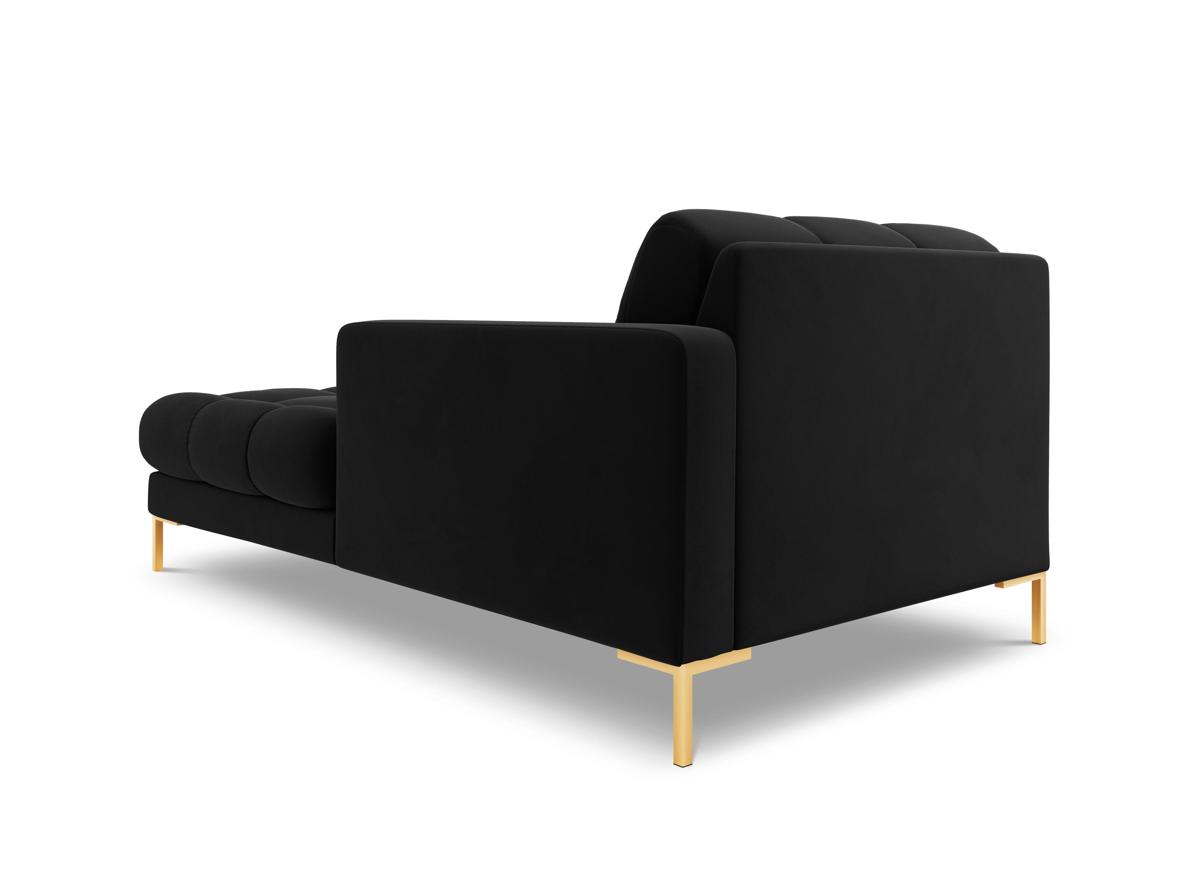 Szezlong aksamitny prawostronny BALI czarny ze złotą podstawą Cosmopolitan Design Eye on Design