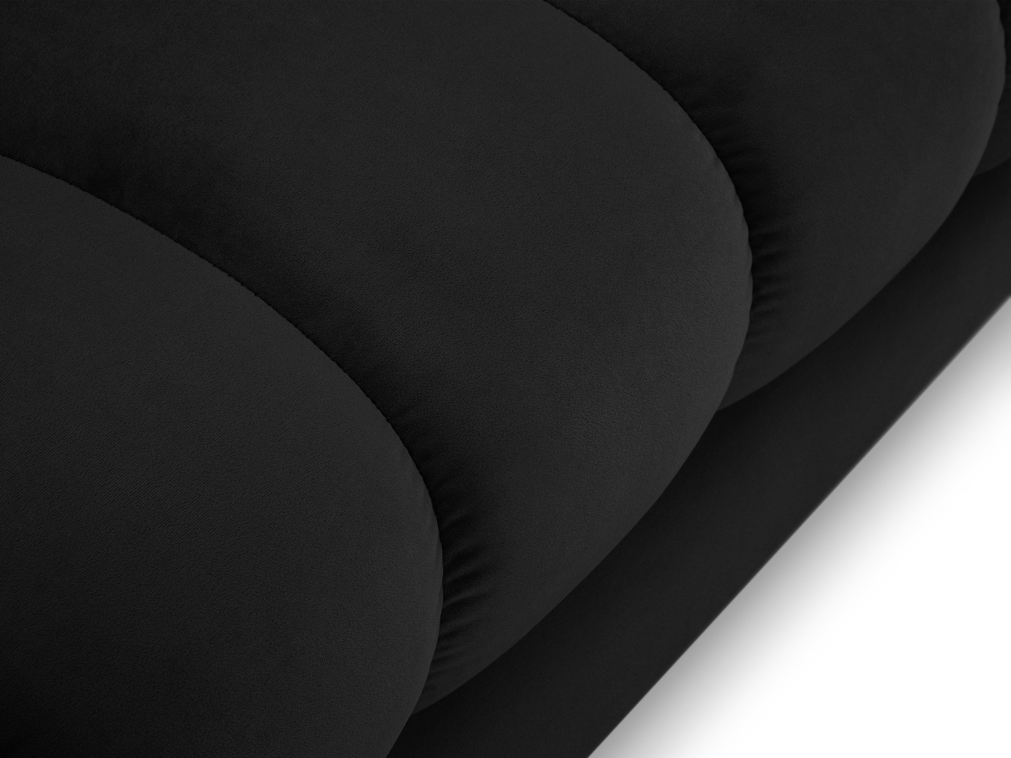 Szezlong aksamitny prawostronny BALI czarny ze złotą podstawą Cosmopolitan Design Eye on Design