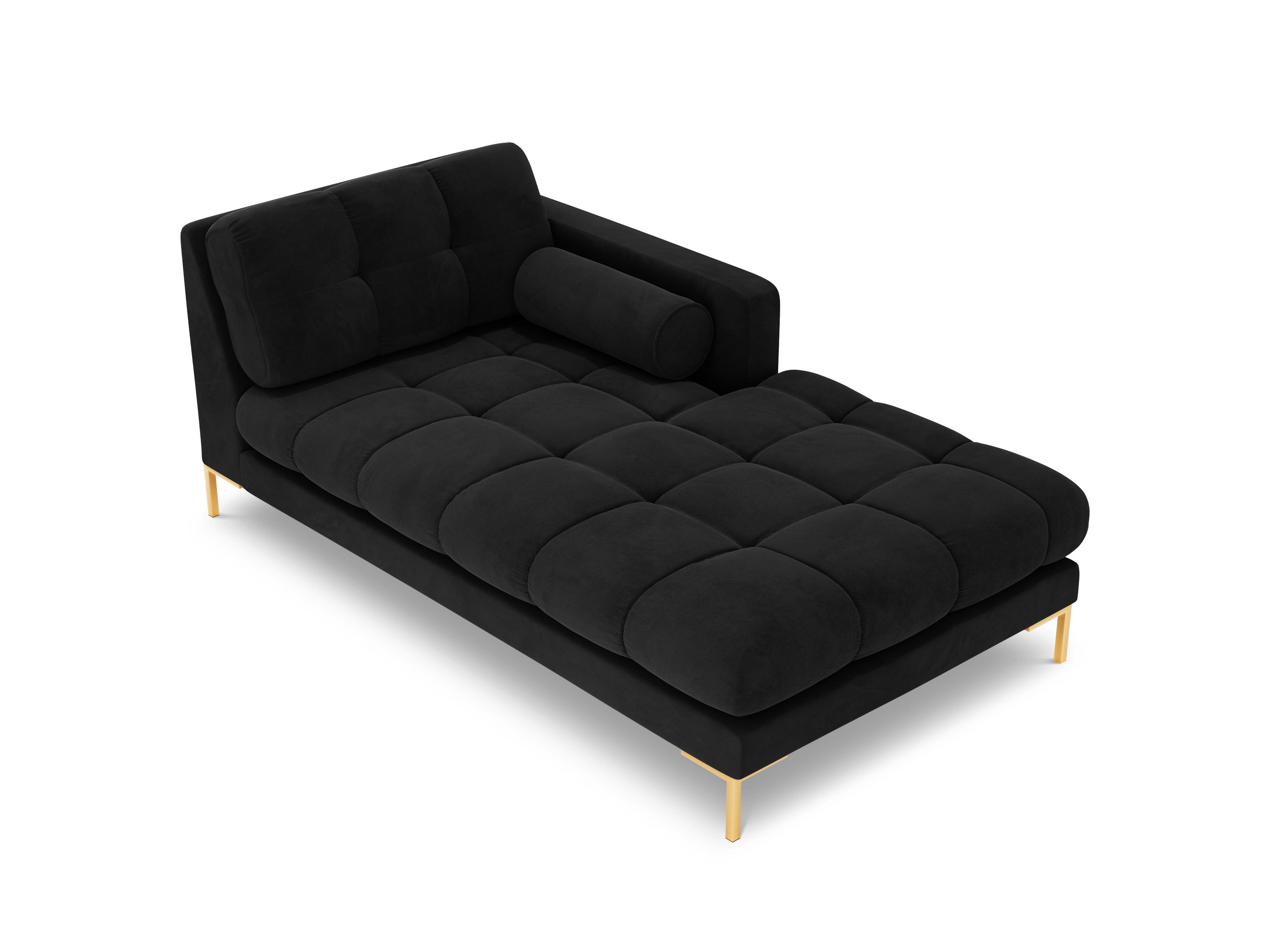 Szezlong aksamitny prawostronny BALI czarny ze złotą podstawą Cosmopolitan Design Eye on Design