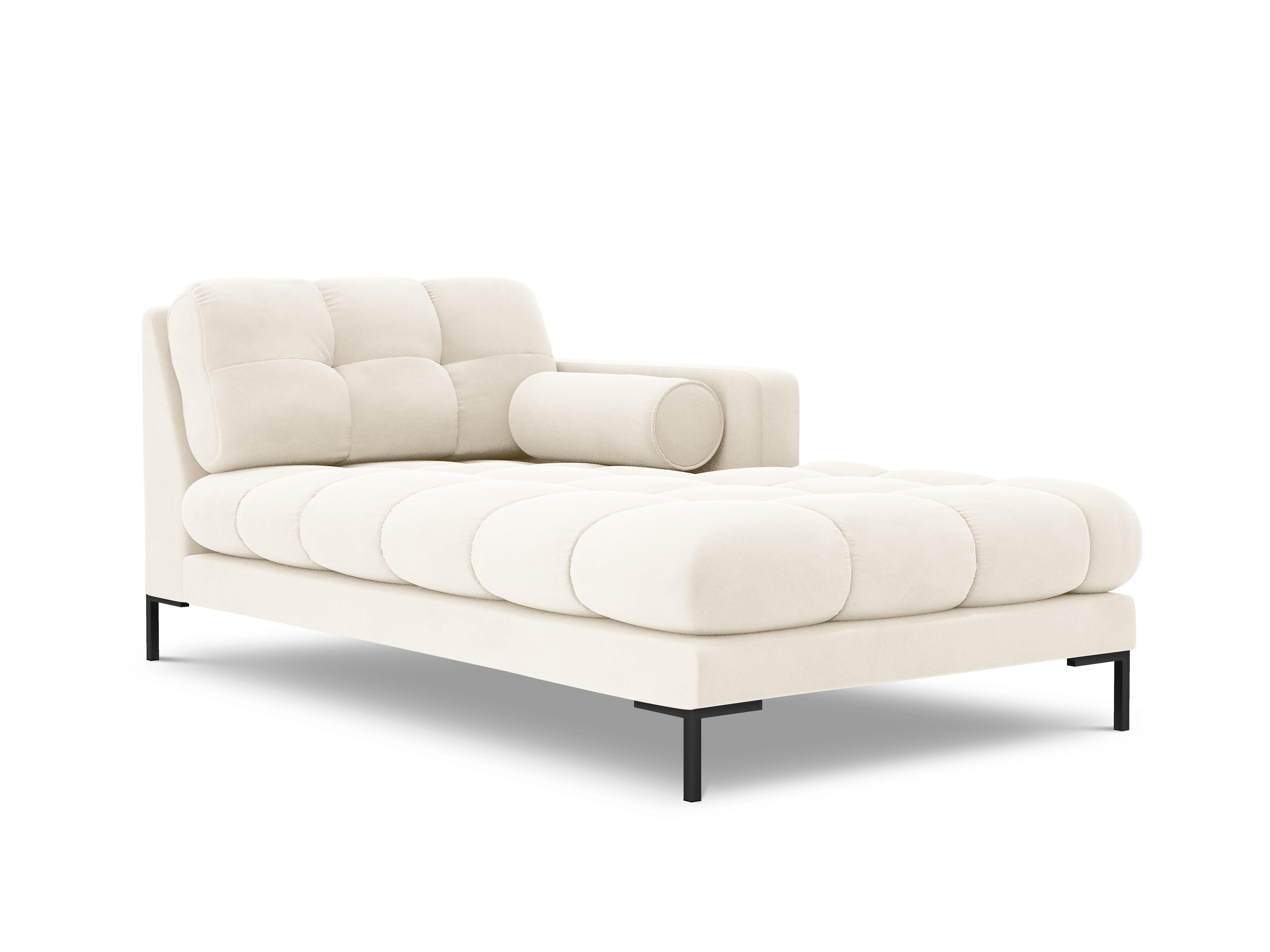 Szezlong aksamitny prawostronny BALI jasnobeżowy z czarną podstawą Cosmopolitan Design Eye on Design