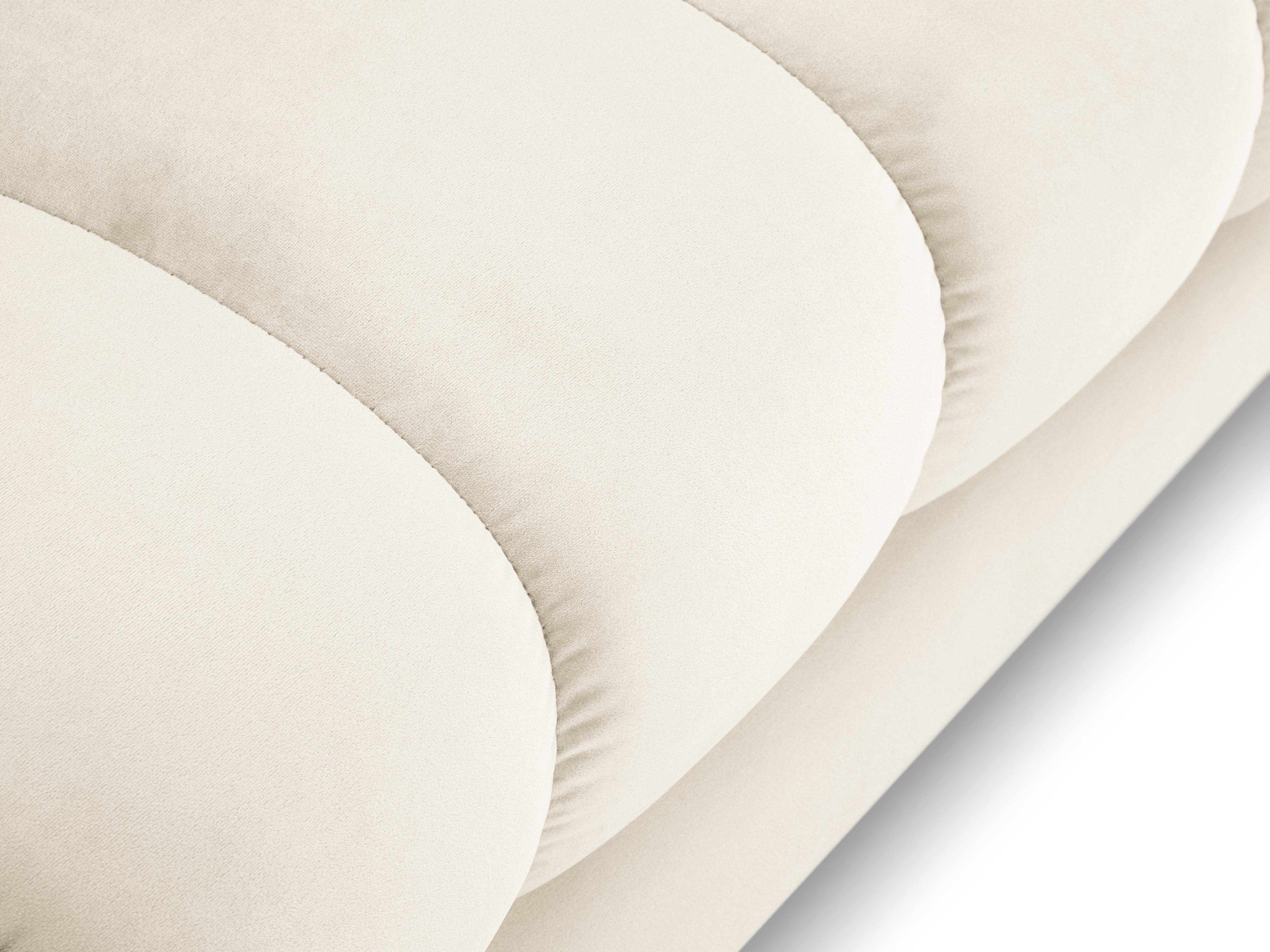 Szezlong aksamitny prawostronny BALI jasnobeżowy ze złotą podstawą Cosmopolitan Design Eye on Design