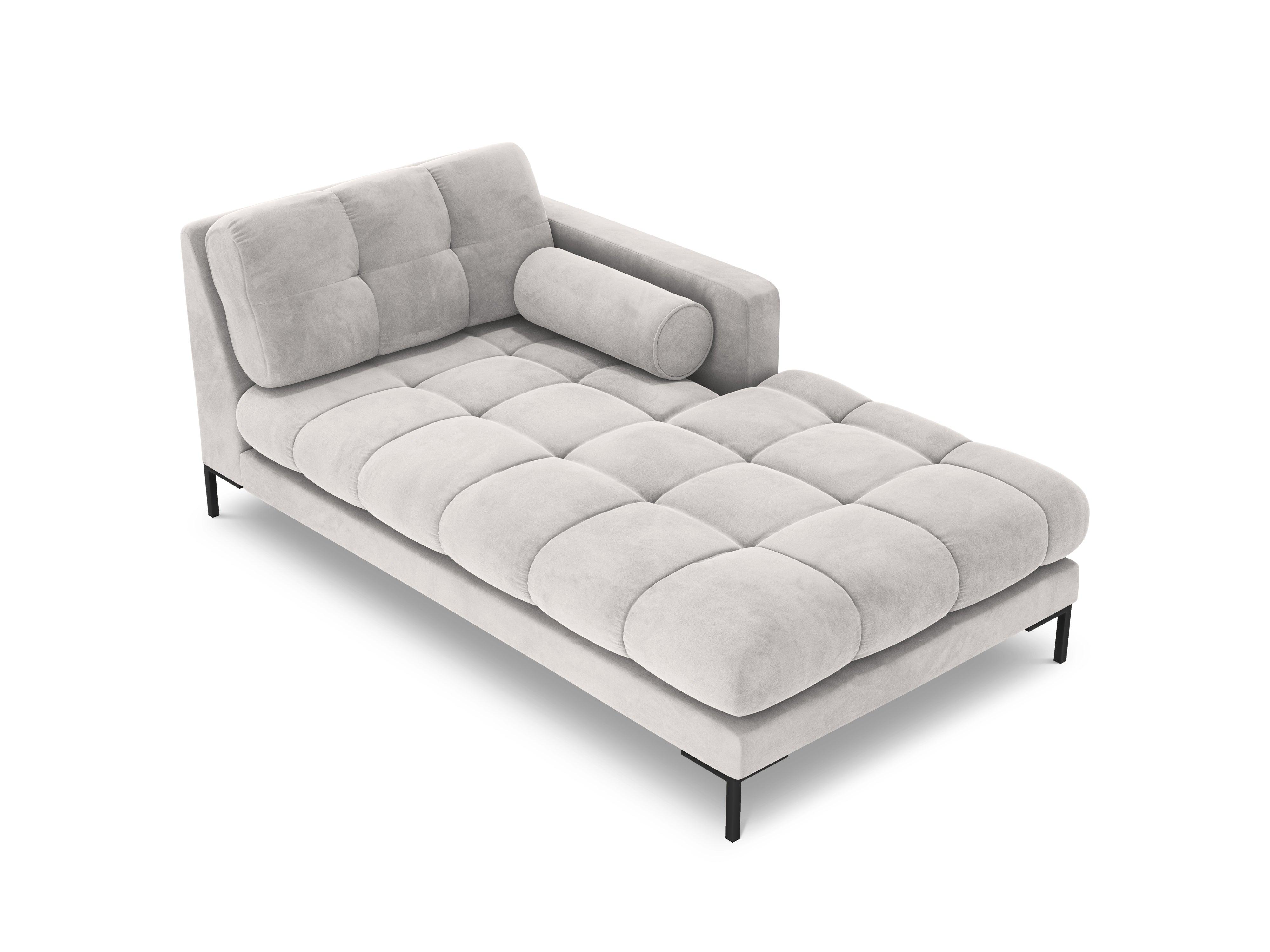 Szezlong aksamitny prawostronny BALI srebrny z czarną podstawą – Cosmopolitan Design