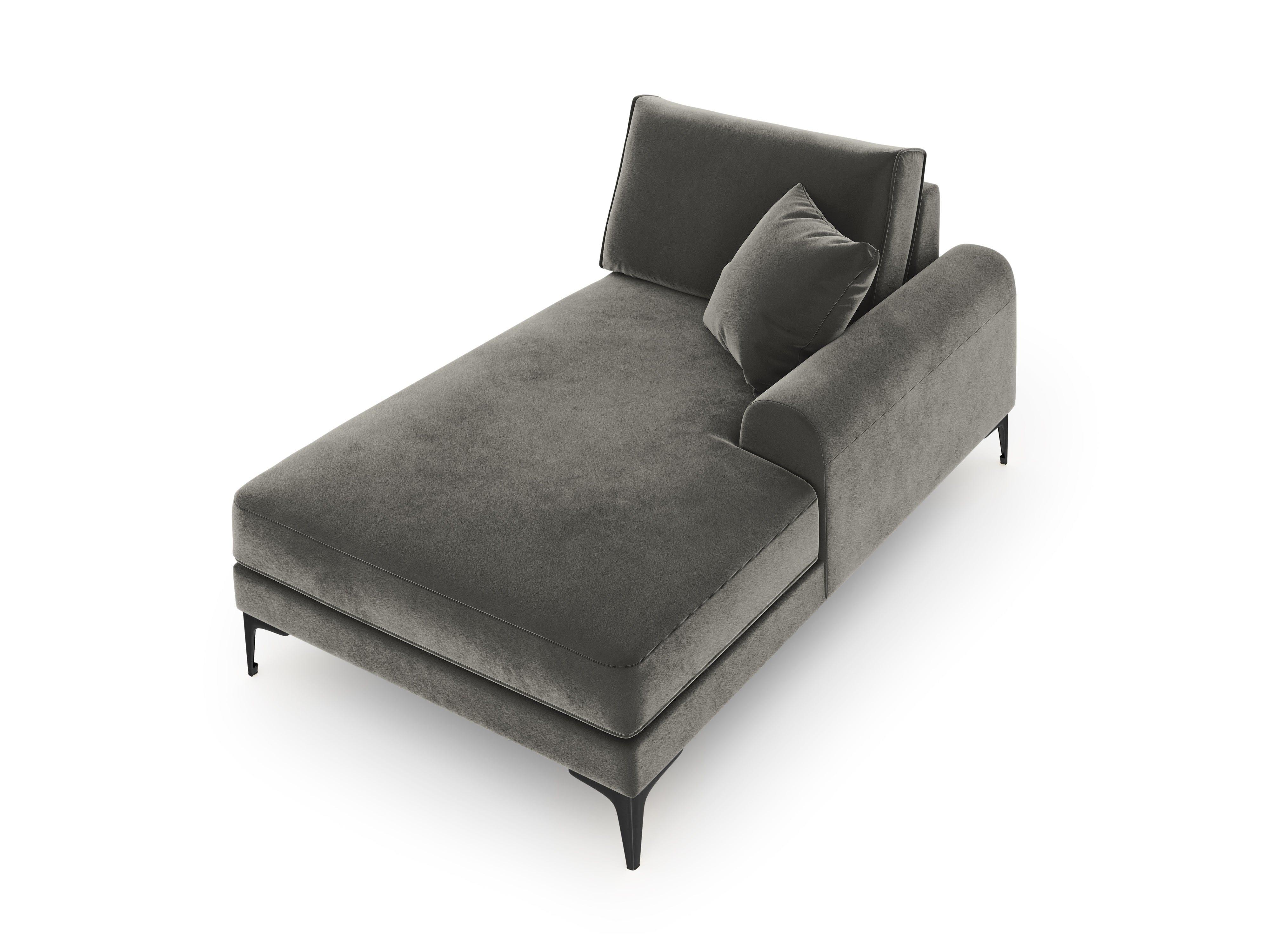 Szezlong aksamitny prawostronny MADARA szary z czarną podstawą Mazzini Sofas Eye on Design